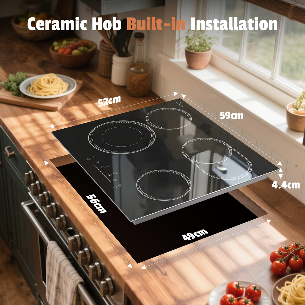 White Induction Hob 4 Ring Plug in, 2800W Electric Hob 13amp