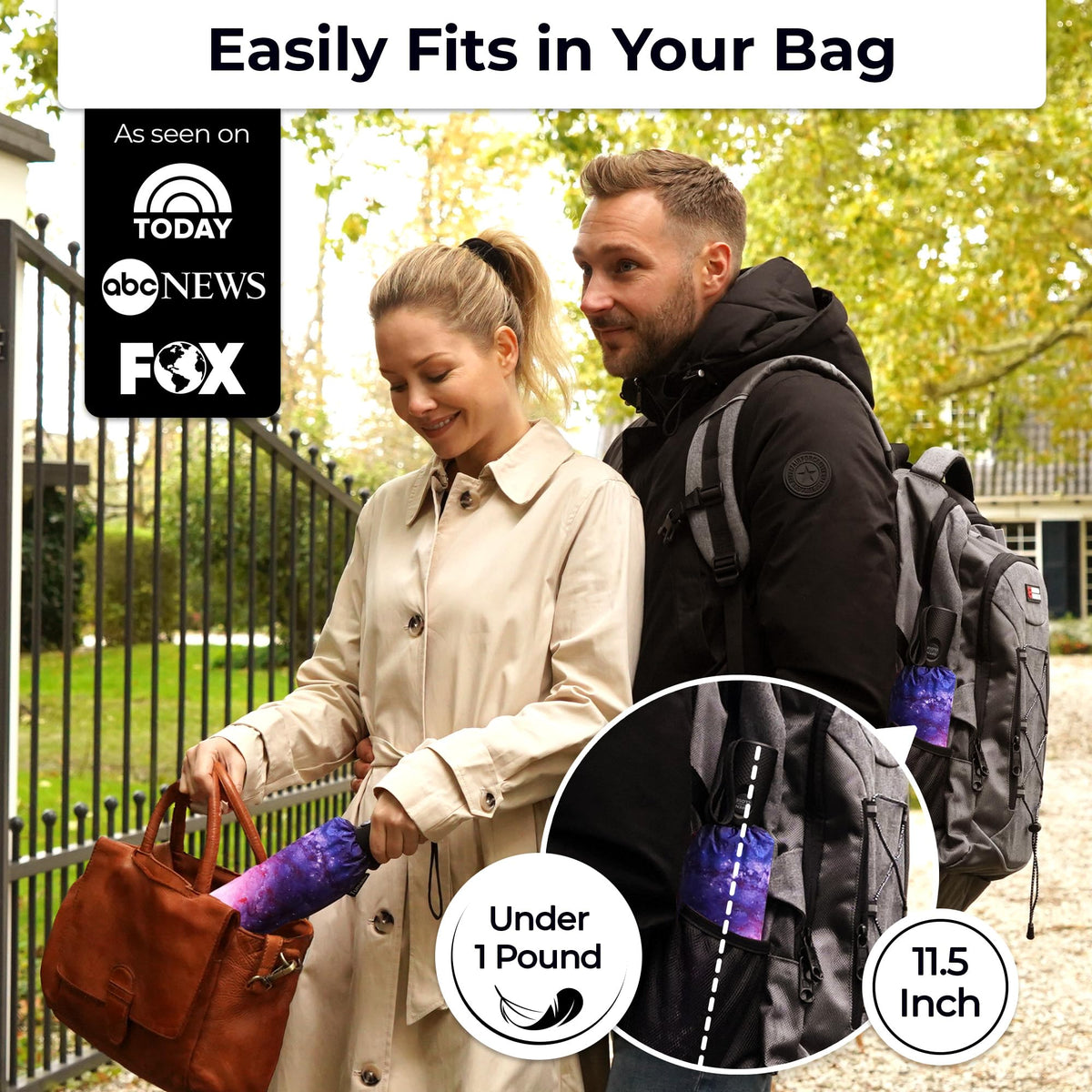 TUMELLA Strongest Windproof Travel Umbrella (Compact, 100MPH Wind-Tested)