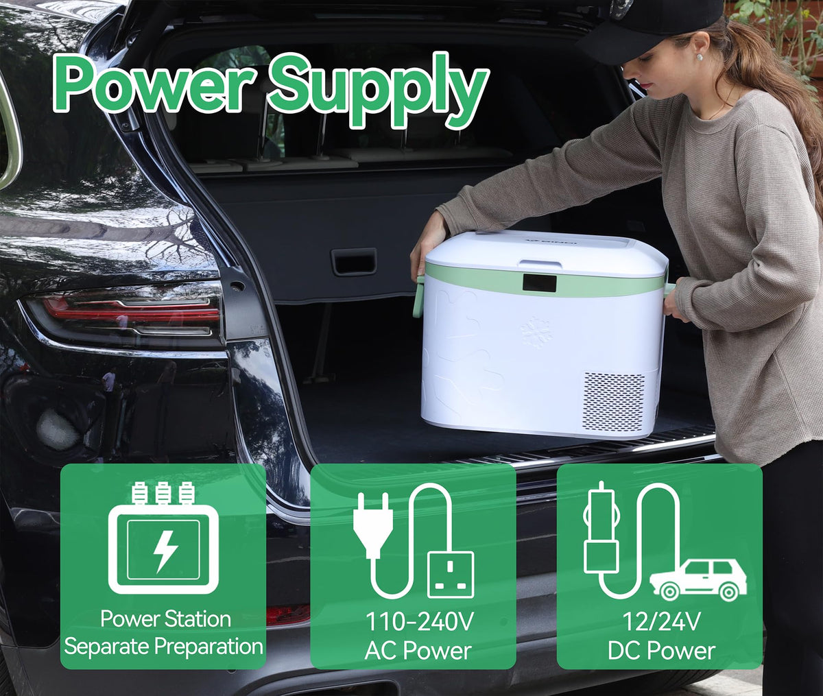 BINGI 12.8L Car Fridge Freezer Portable Compressor Cooler, 12V/24V DC & 100-240V AC Mini Refrigerator for Camping, RV, Truck, Boat, Travel, Picnic, Home Use (-18℃ to 15℃)