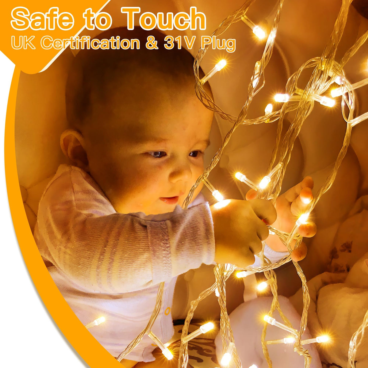 Ollny Fairy Lights Mains Powered 20m 200 LED Outdoor String Plug Remote