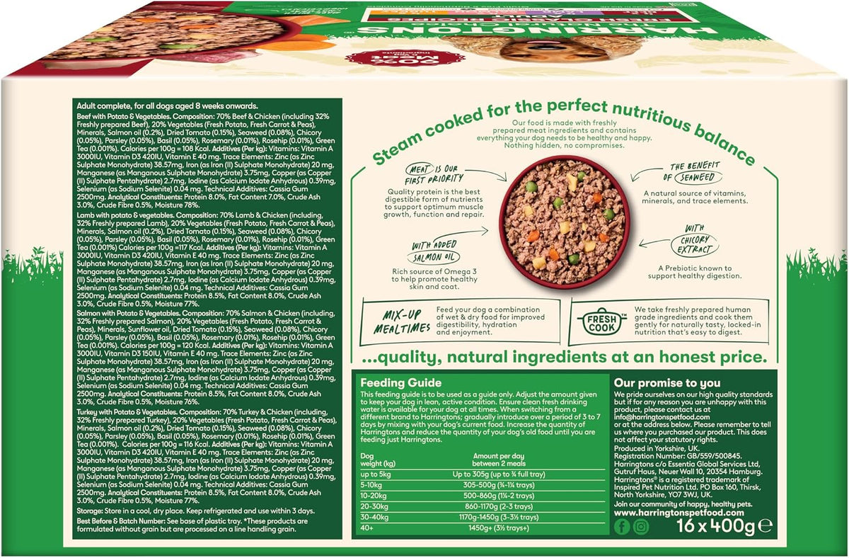 Harringtons Complete Wet Adult Dog Food Trays Classics Pack 16x400g