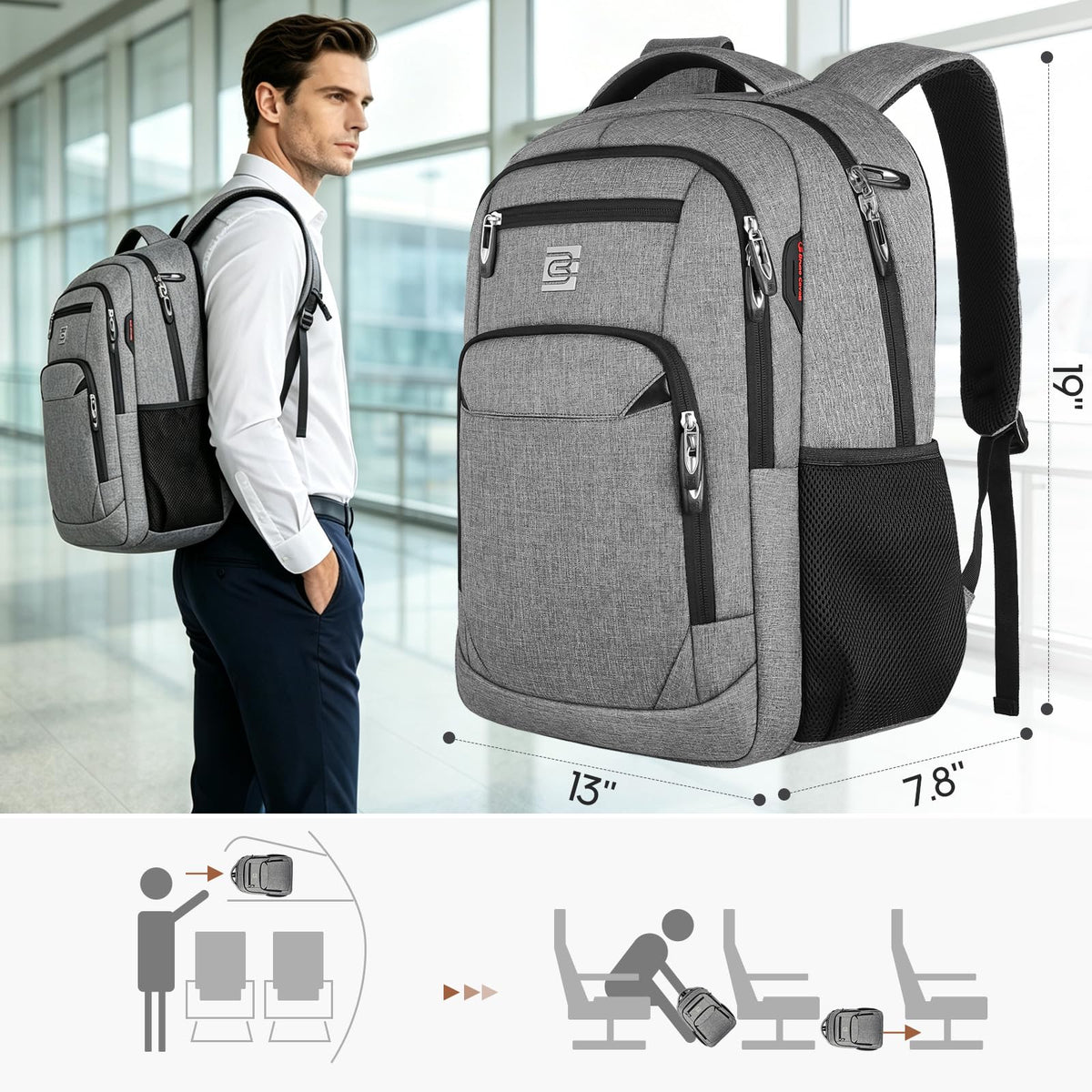 KASIBON Laptop Backpack for Men, Anti-Theft Travel Backpack Business