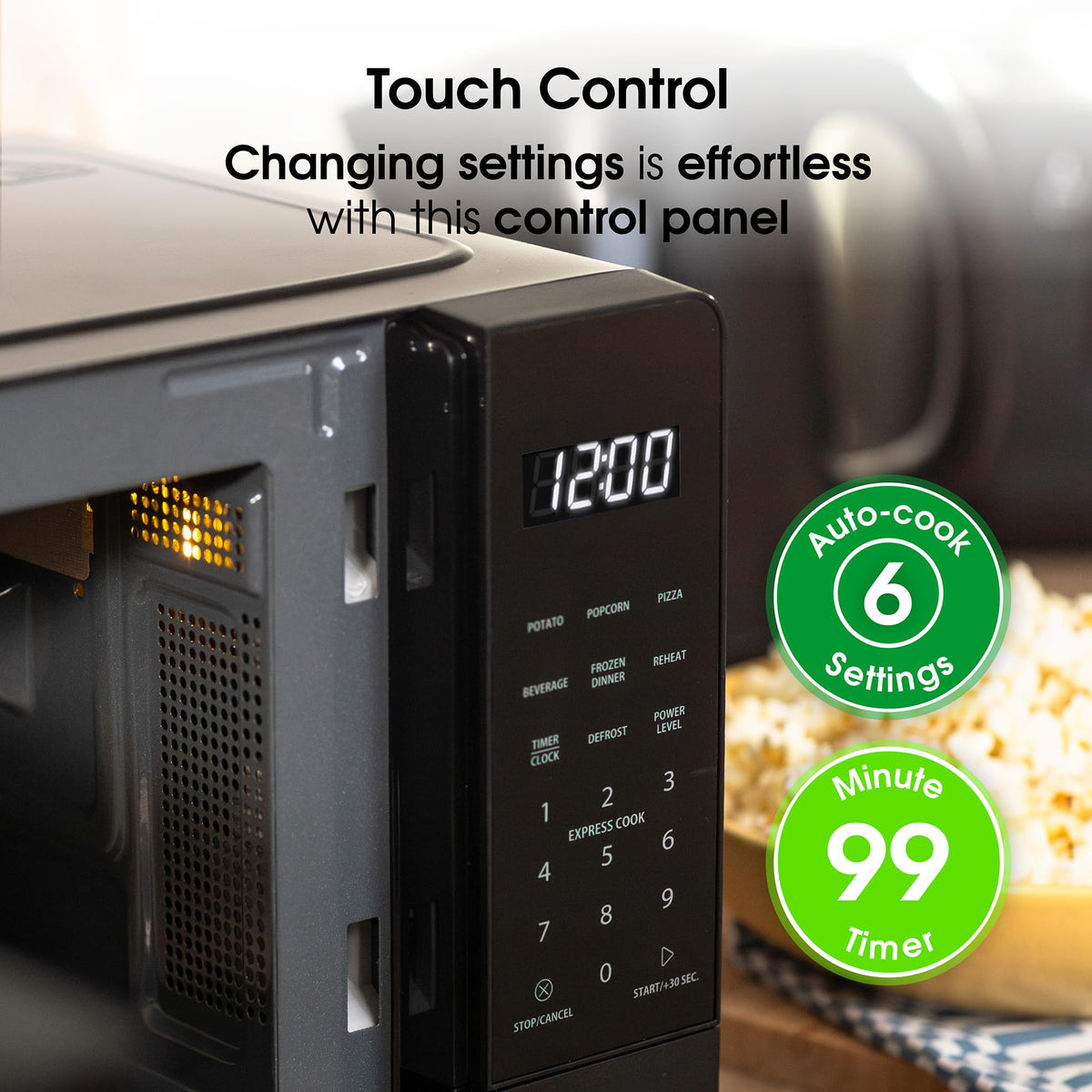 Abode Touch Control Microwave 20 Litre Black Digital 700W with Clock & Timer, 5 Auto Cook Settings & Defrost, 10 Power Levels AMT2012B (Touch Control, Silver)