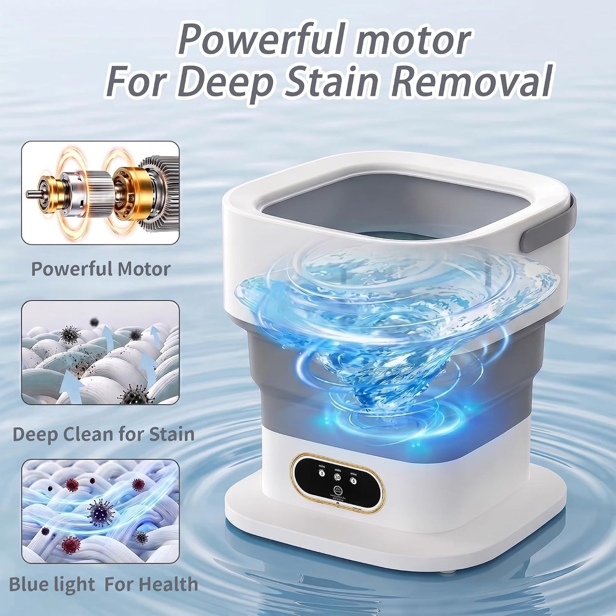 Vxoyo 15L Upgrade Portable Washing Machine with Spin Dryer, 3 Mode Foldable Mini Washing Machine & Deep Cleaning Small Washing Machine for Baby Clothes, Underwear, Camping, Dorm