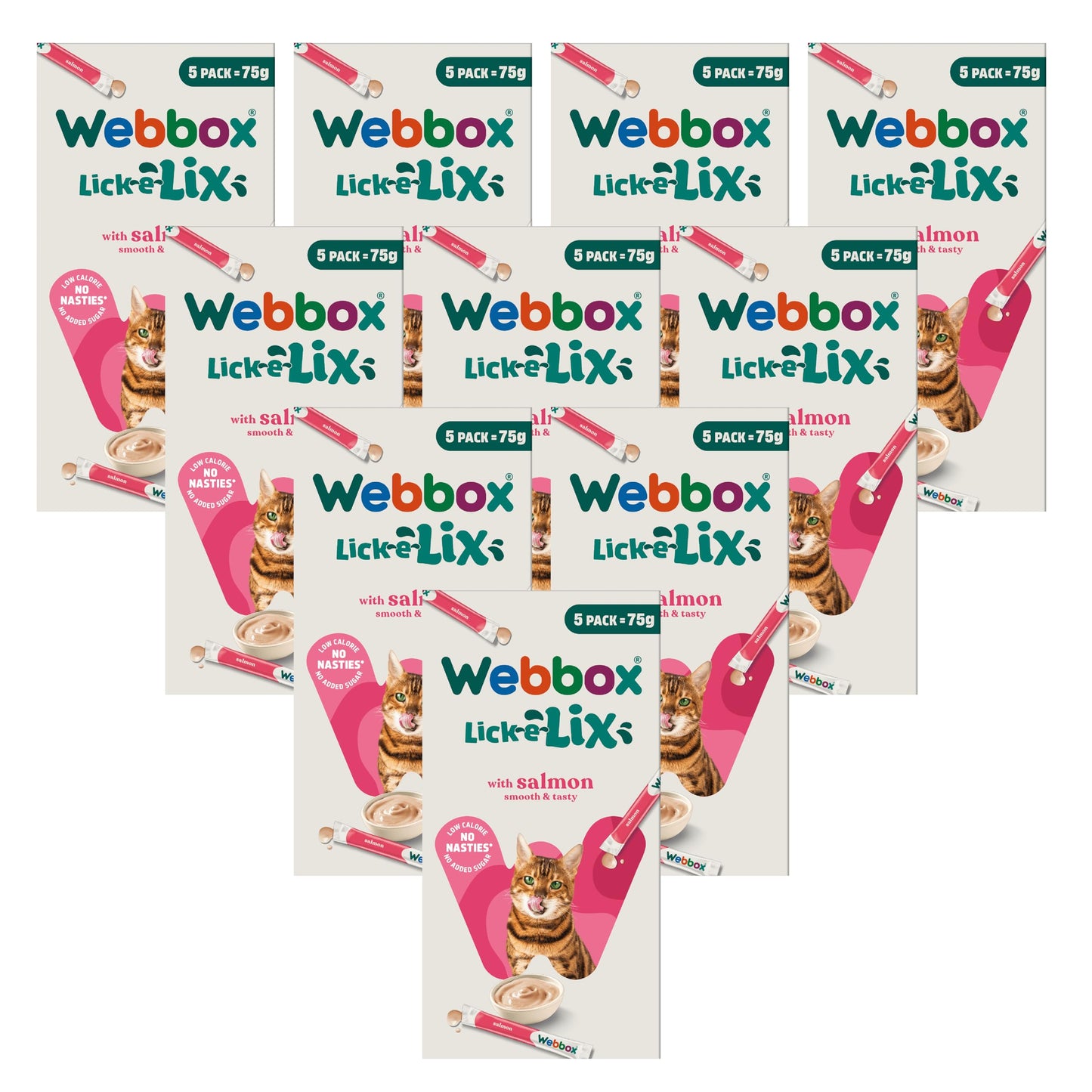 Webbox Lick-e-Lix Cat Treats Variety Value Pack - Kitten Friendly, Grain Free, No Artificial Preservatives or Colours (50 Pack)