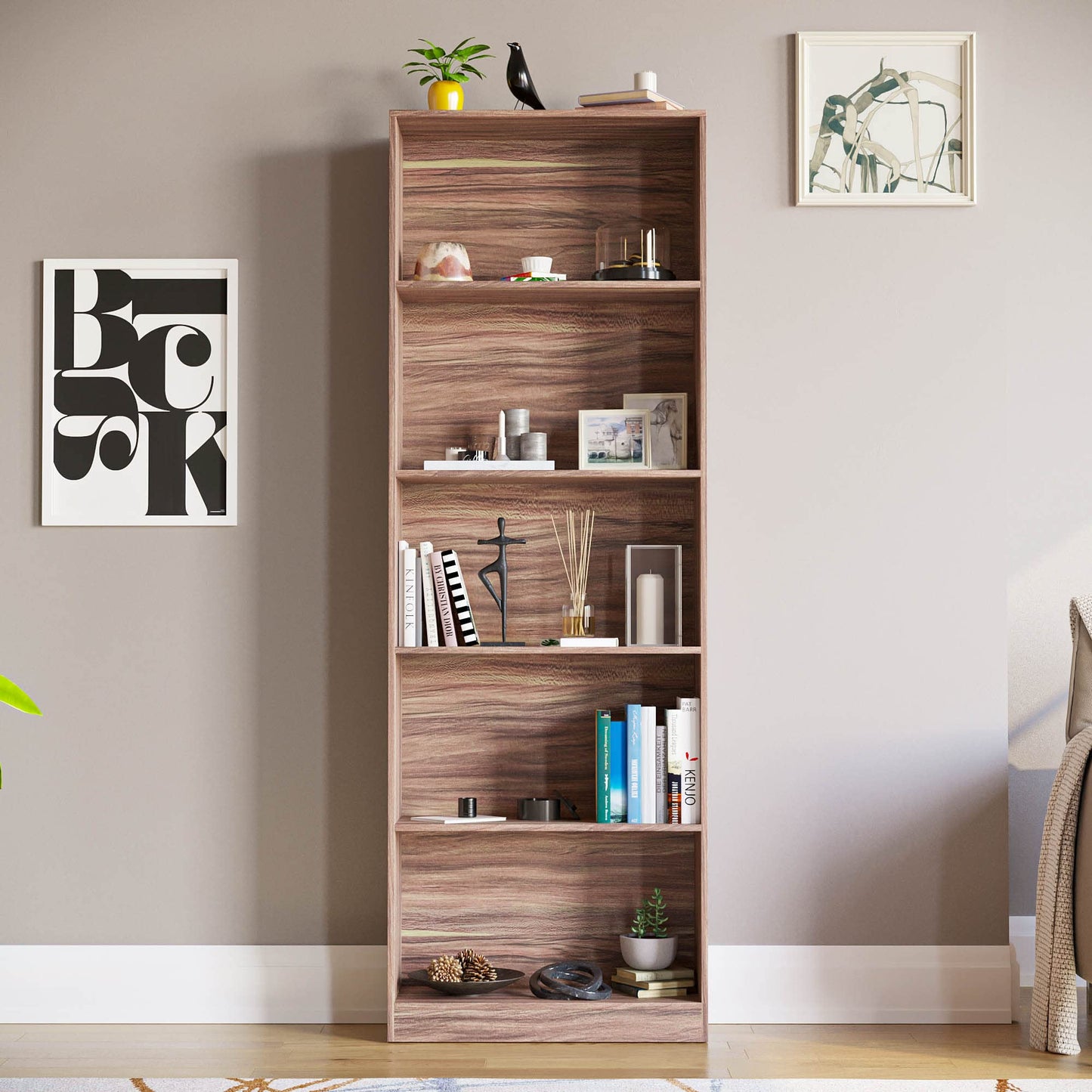 Vida Designs Cambridge 3 Tier Low Bookcase, White Wooden Shelving Display Storage Unit Office Living Room Furniture
