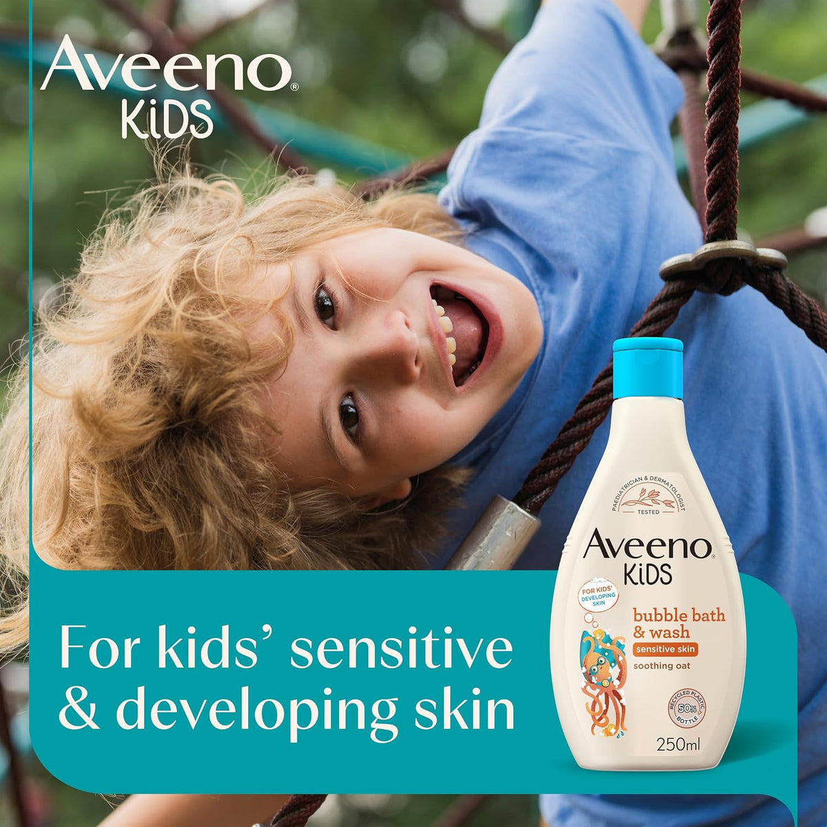 Aveeno Kids Bubble Bath & Wash for Sensitive Skin 250ml Gruffalo Edition