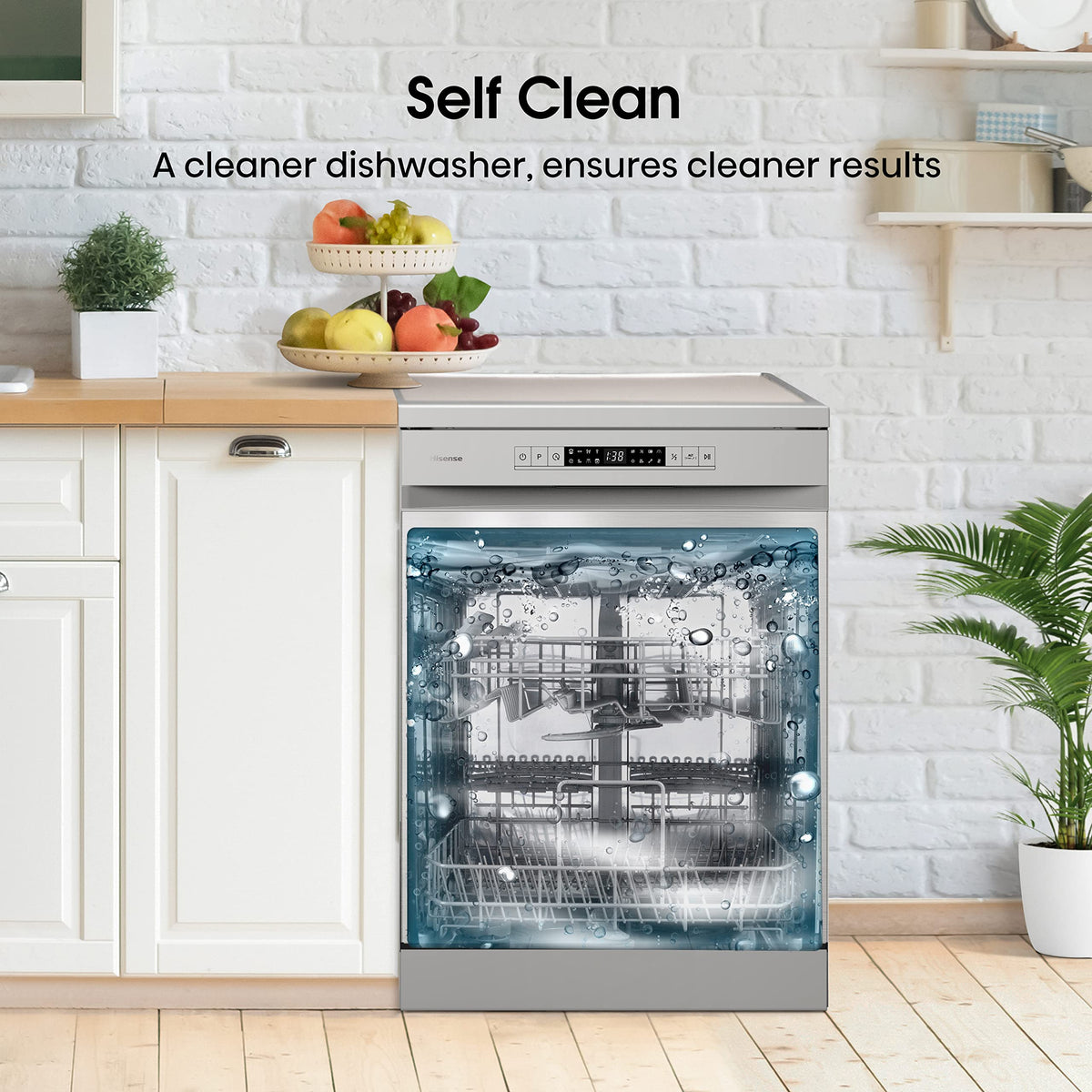 Hisense HS523E15WUK Slimline 10 Places Free Standing Dishwasher White with 30 Minutes Quick Wash [Energy Class E]