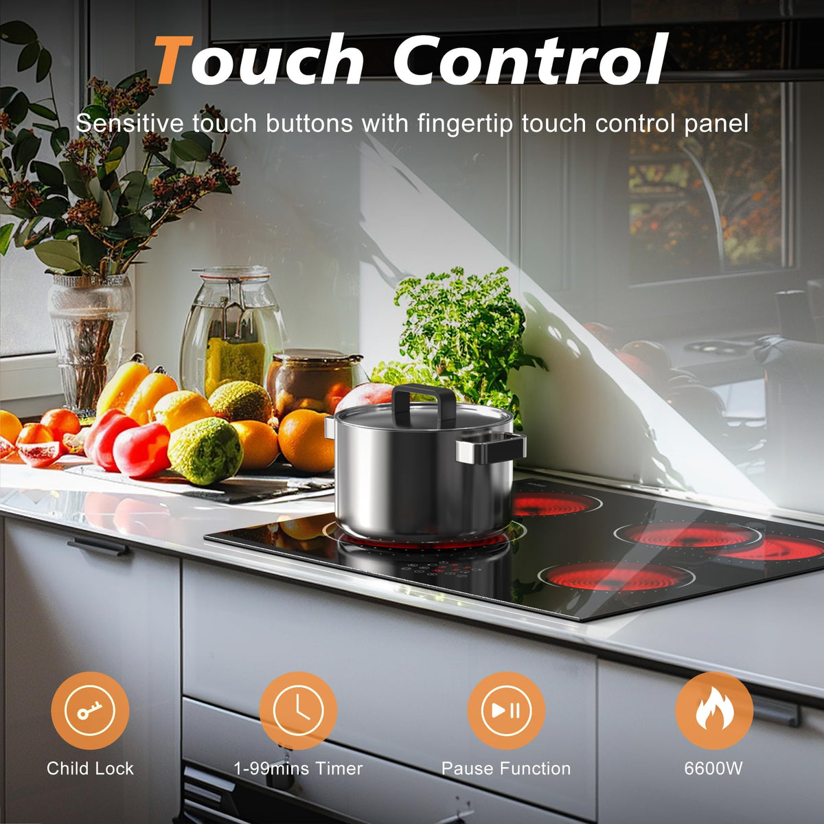 Hobsir Plug in Ceramic Hob, 2 Ring Electric Hob 60 cm