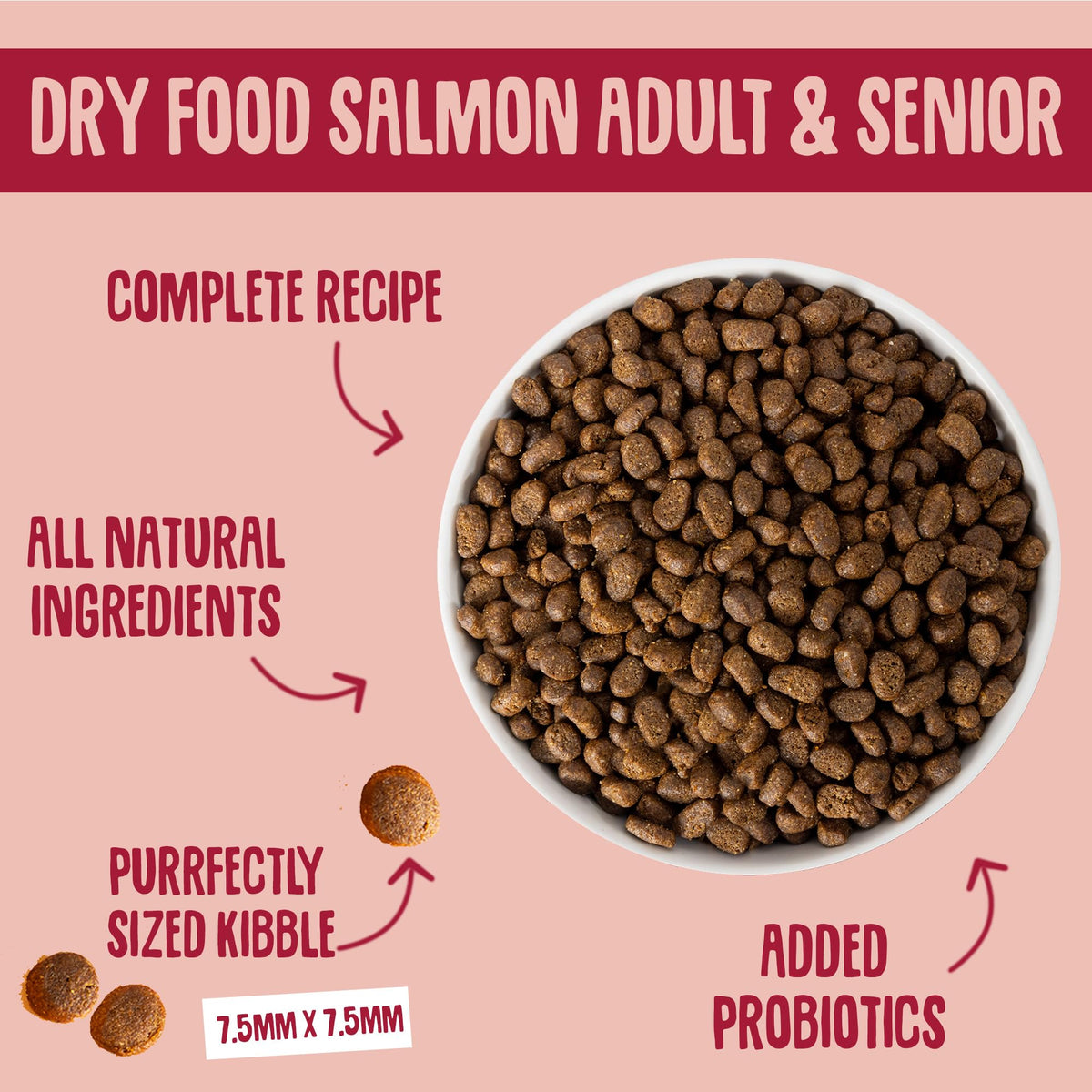 Scrumbles All Natural Dry Cat Food With Chicken and Fresh Salmon, High Protein Food for Adults And Seniors, 2.5 Kg,pink bag