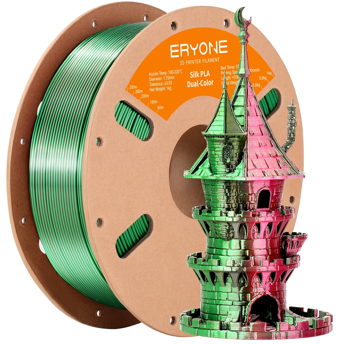 ERYONE Silk PLA Filament 1.75mm,3D Printer Filament PLA,Shiny Glossy PLA Filament,+/-0.03mm,1kg(2.2lbs)/Spool,Silk Liquid Gold