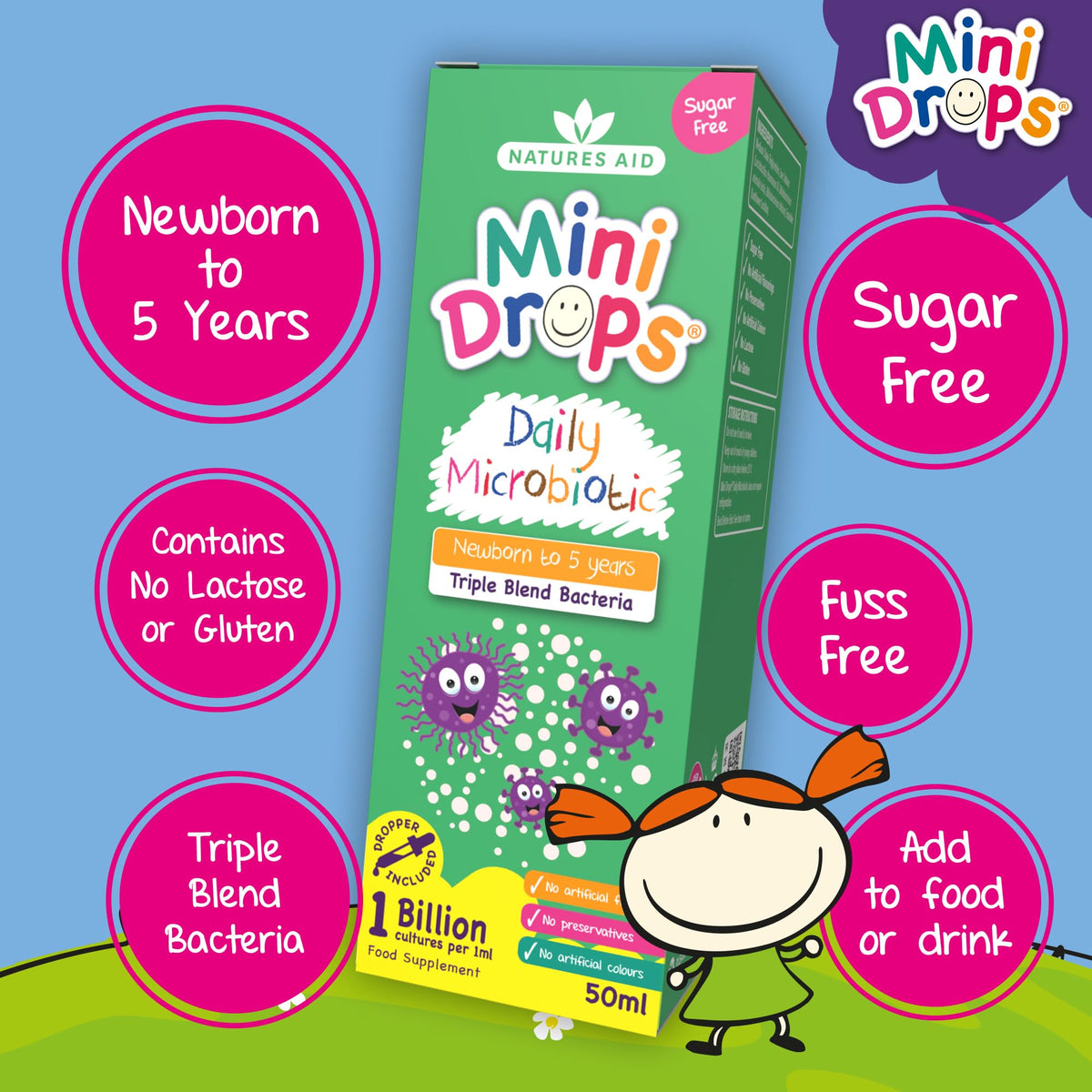 Natures Aid Mini Drops Multi-Vitamin for Babies, Kids & Children 50ml