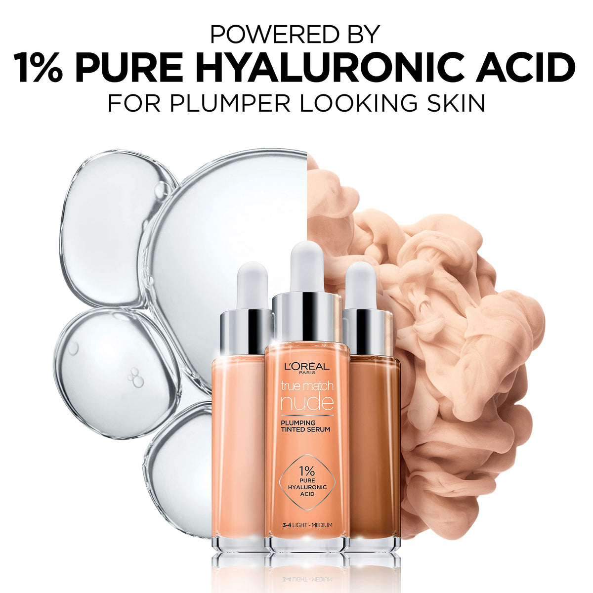 L'Oréal Paris Nude Plumping Tinted Serum with Hyaluronic Acid, Shade 4-5