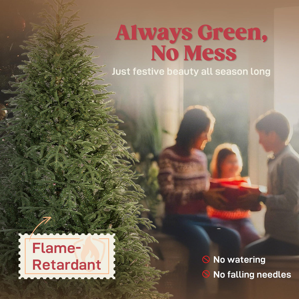 HOMCOM 6 ft Artificial Christmas Tree, 1814 Realistic Dense Branches, Green
