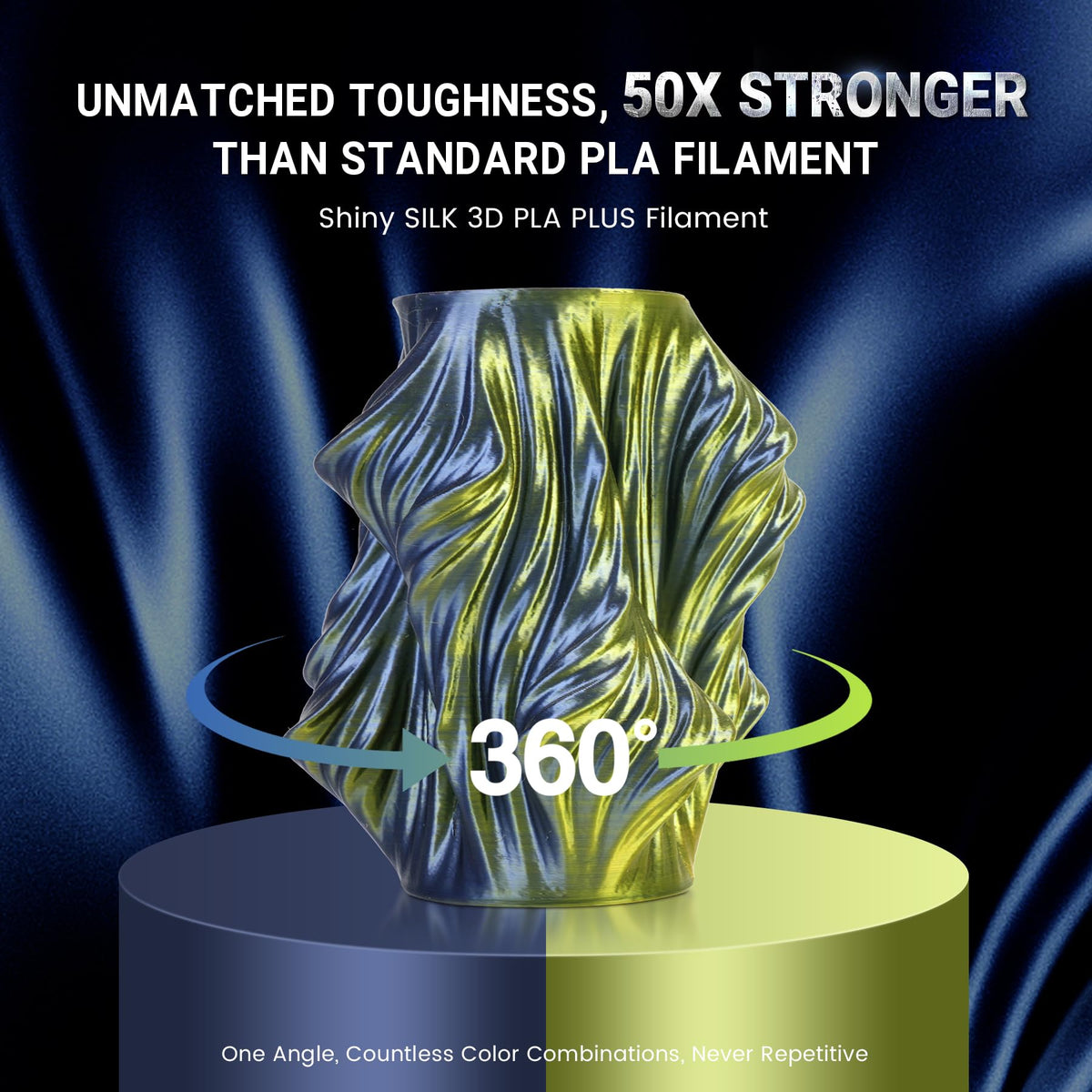 SUNLU Silk PLA+ Filament, Shiny Metallic Silk 3D Filament 1.75mm