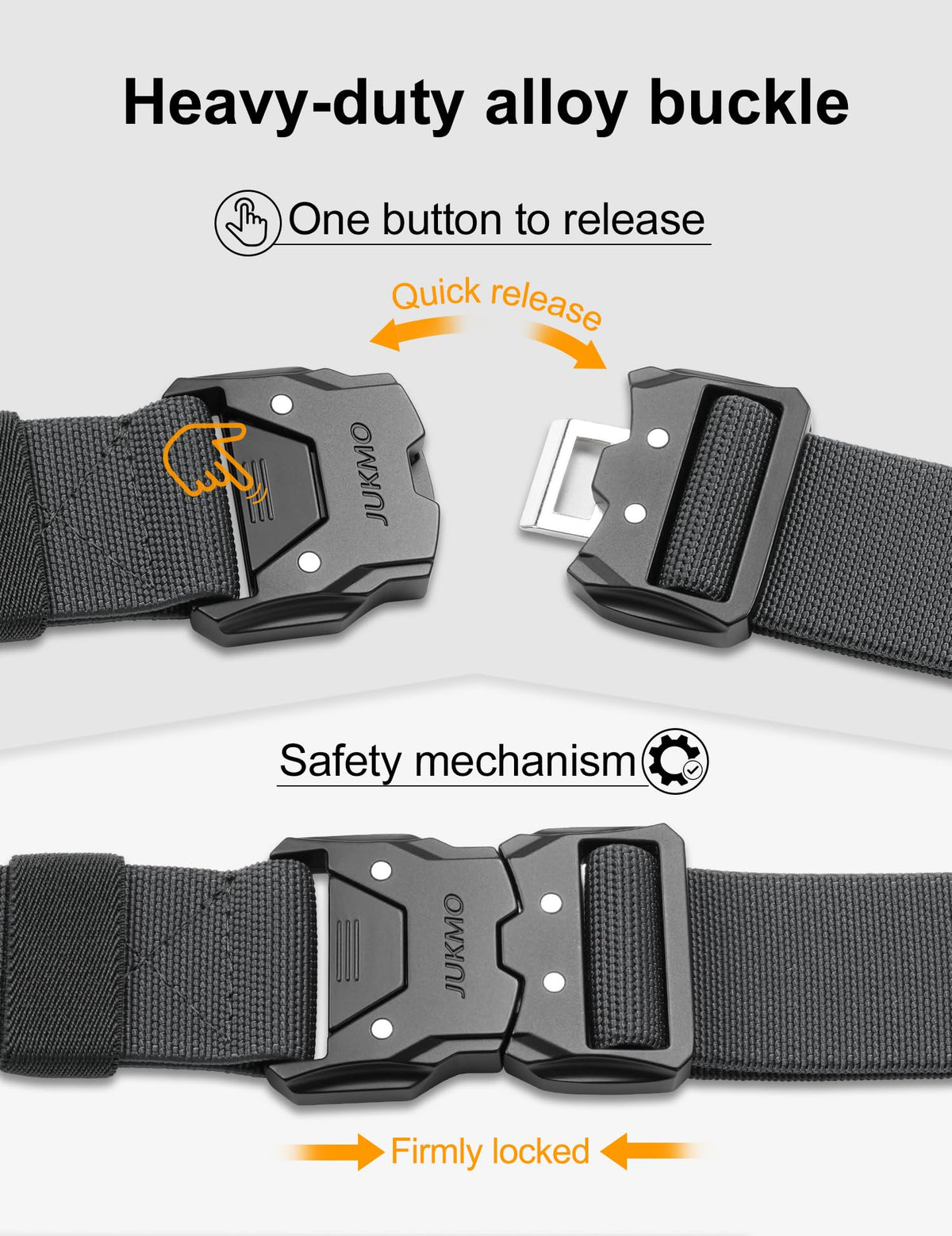 JUKMO Quick Release Tactical Belt, Military Work 1.5" Nylon Web Hiking Belt