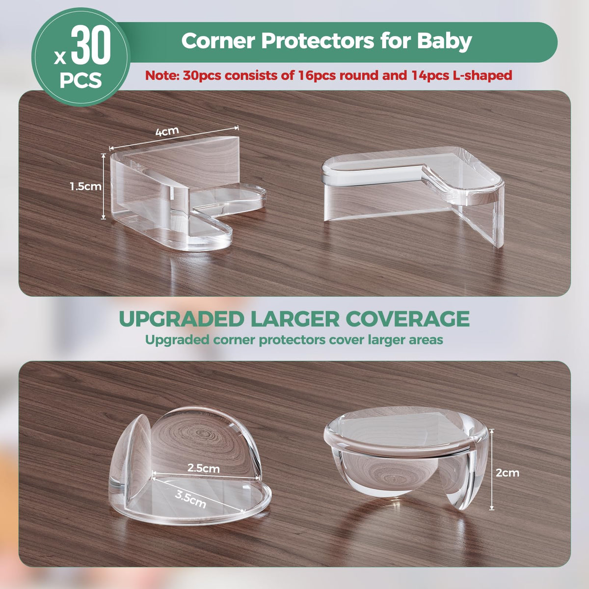 Peakally Corner Protectors for Baby Pack of 12, Thick Table Furniture Edge Protectors for Kids with Strong Adhesion, Corner Guard & Edge Safety Bumpers Clear - 6 R and 6 L