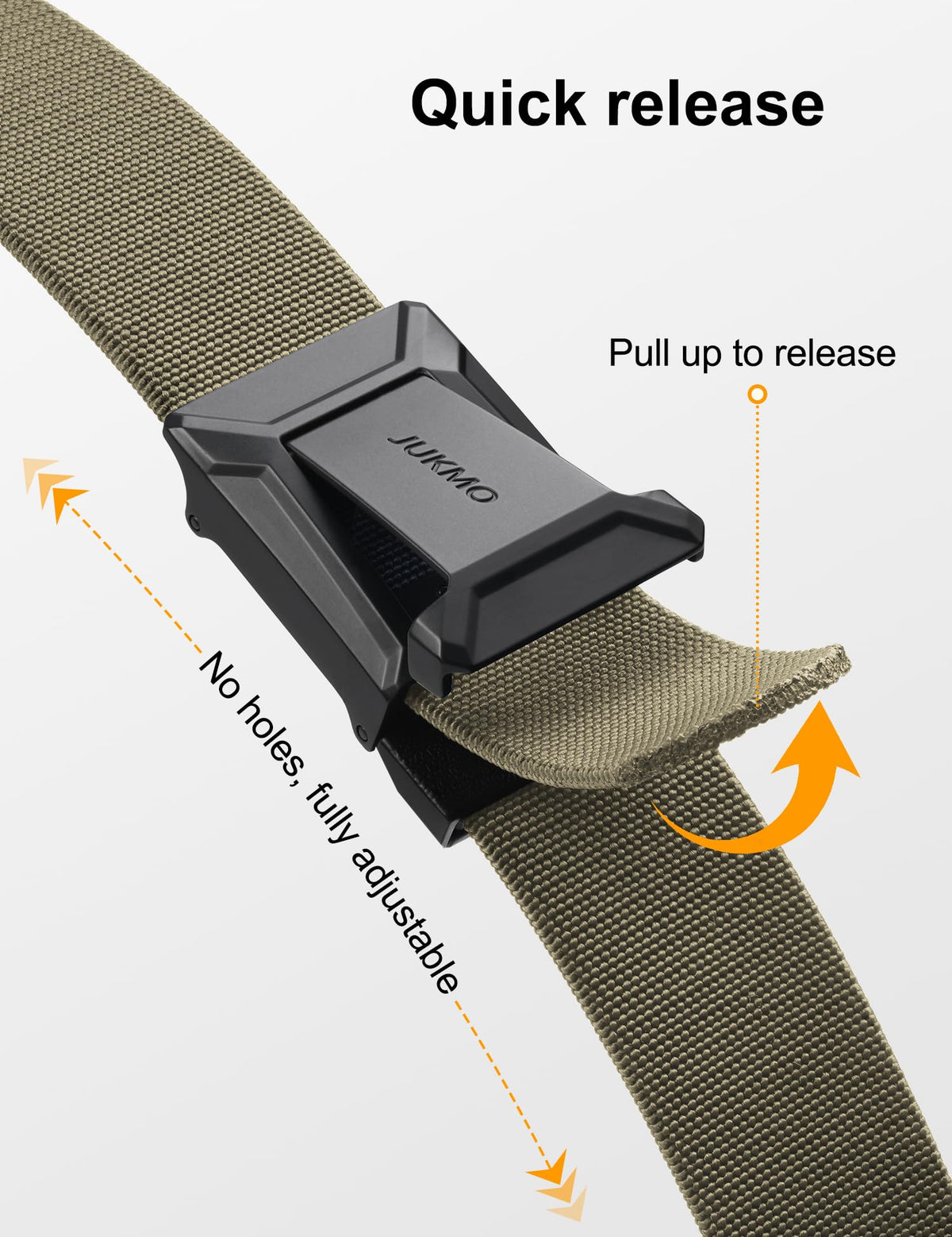 JUKMO Stretch Tactical Belt for Men, Military Work Rigger Hiking 1.5" Elastic Nylon Web Ratchet Quick Release Belt in Gift Box