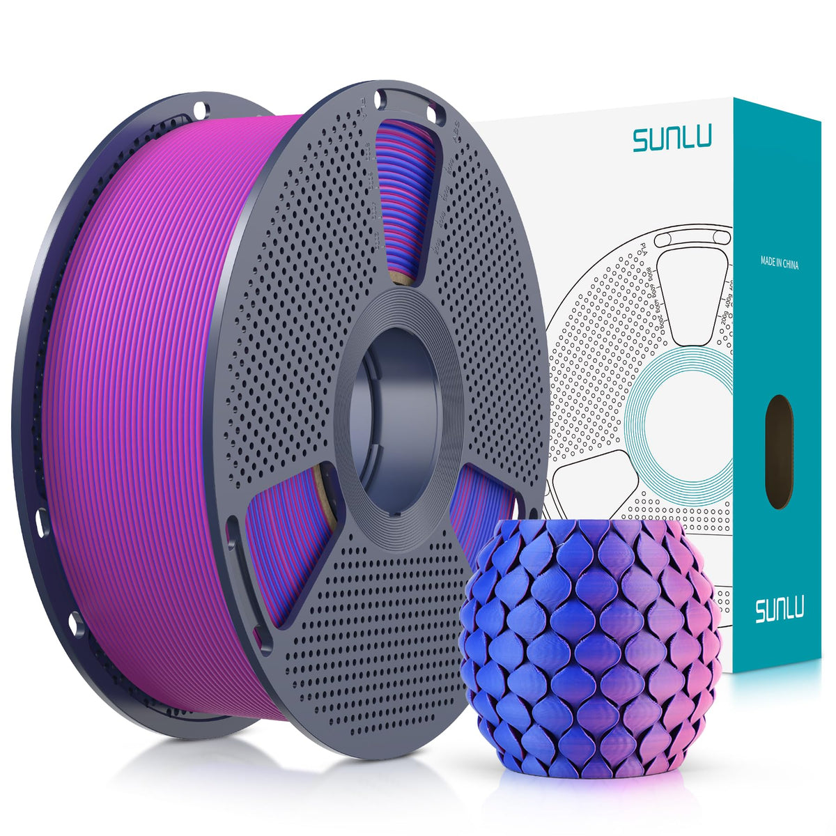 SUNLU Matte PLA 3D Printer Filament 1.75mm, Matte Black 1KG