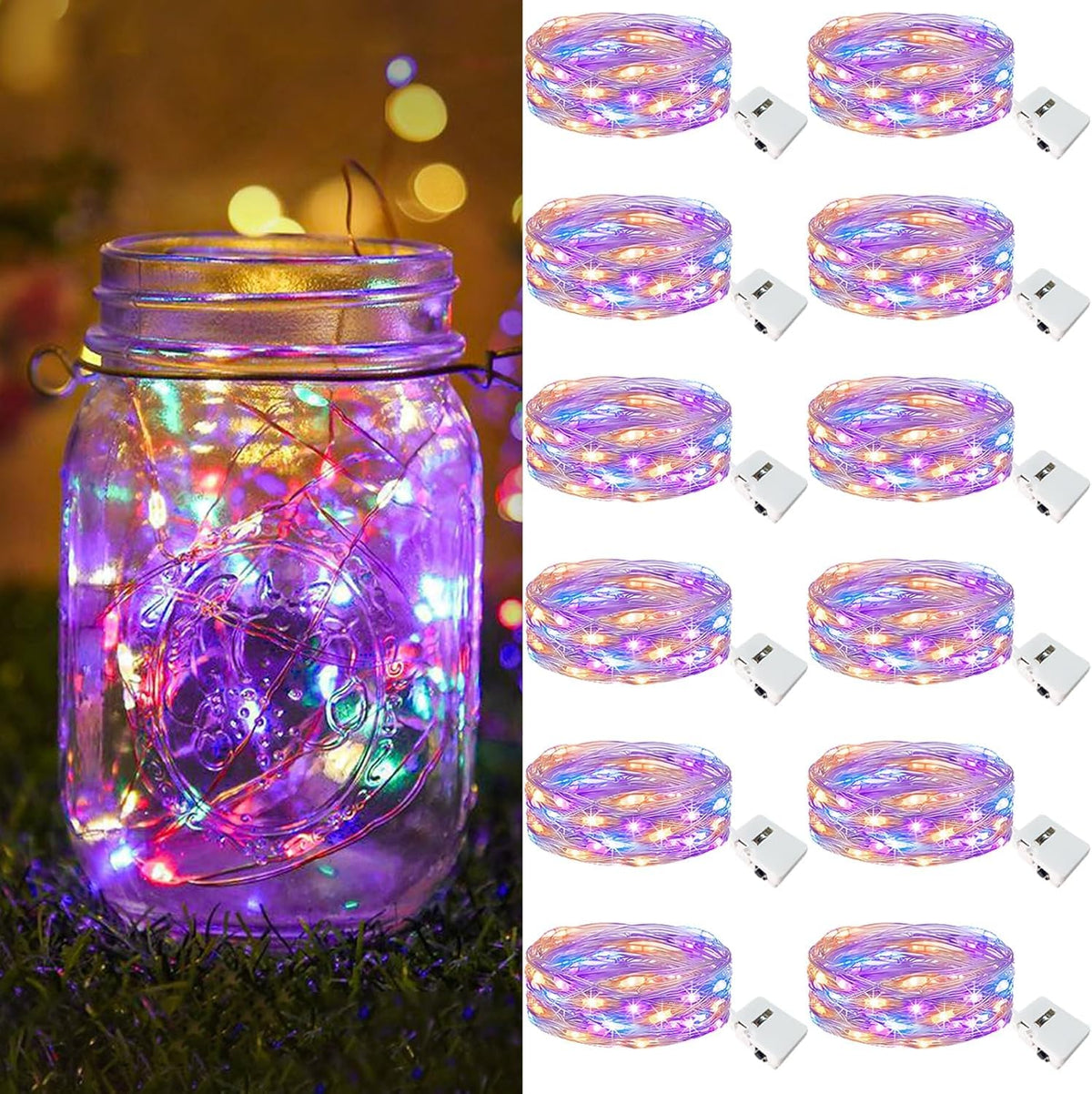btfarm 12 Pack 3 Modes Fairy Lights Battery Operated, 2M 20LED String Light