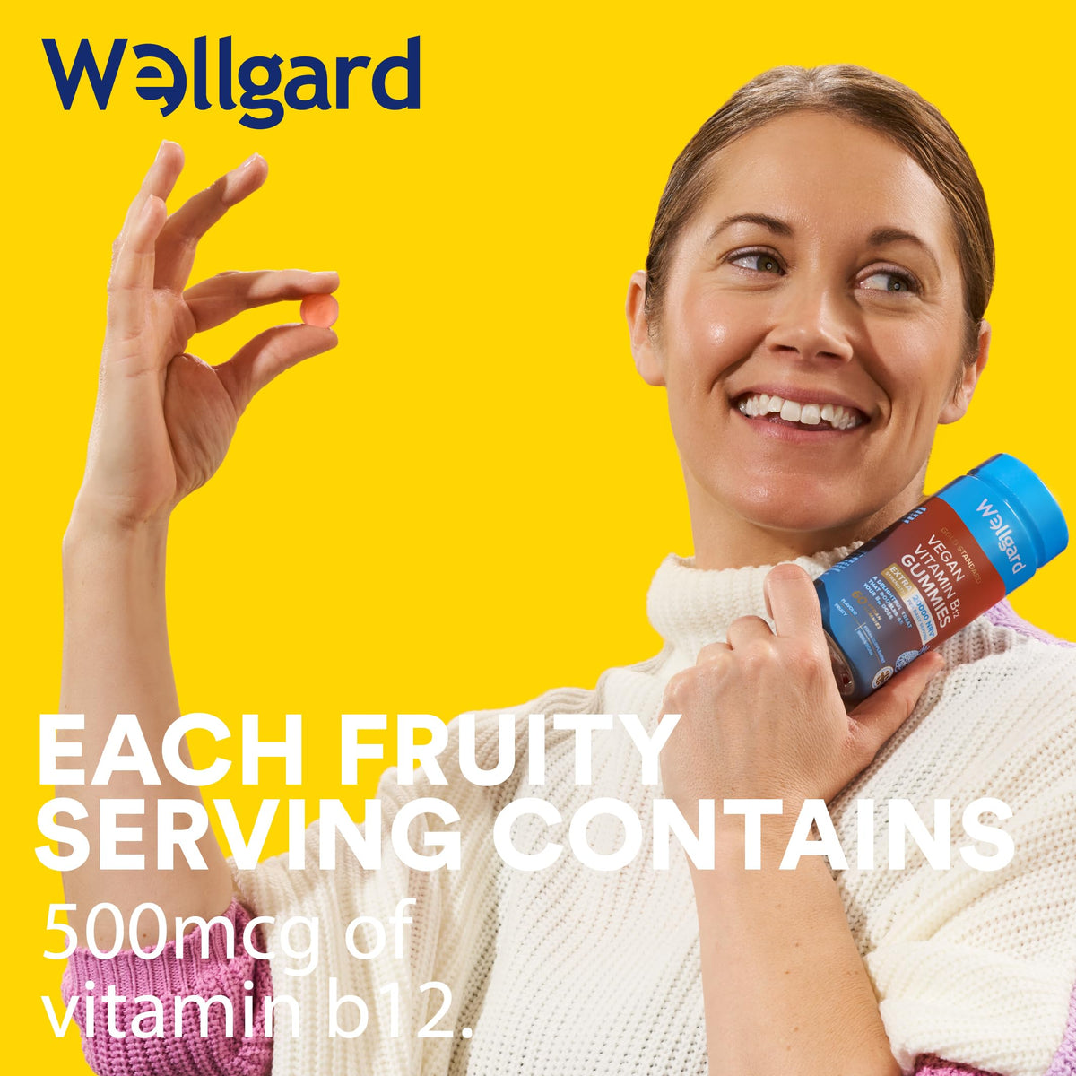 Wellgard Kids Calcium & D3 Gummies - 2 Month Supply - Vegan Chewable Calcium and Vitamin D3 Gummies, Mixed Berry Flavour