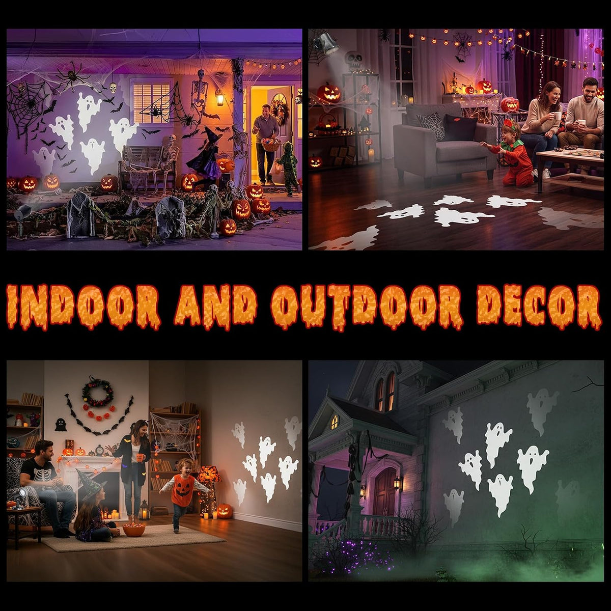 EAMBRITE Ghost Projector Halloween Projector Lights Outdoor Decorations Mains Powered Waterproof for Window Patio Garden and Haunted House Decor