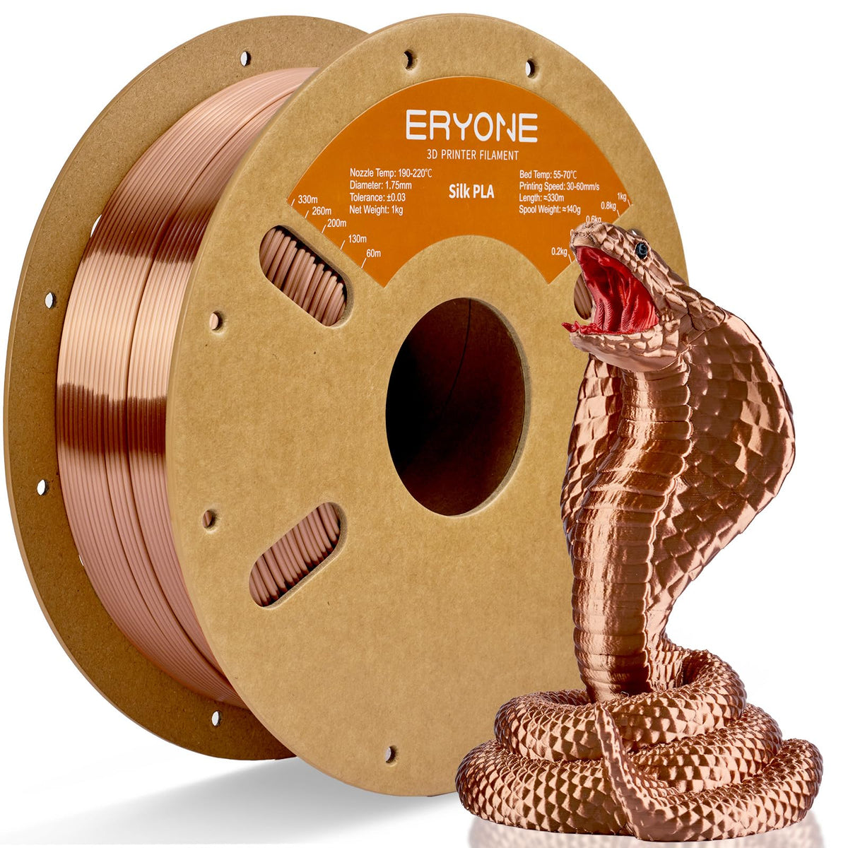 ERYONE Silk PLA Filament 1.75mm,3D Printer Filament PLA,Shiny Glossy PLA Filament,+/-0.03mm,1kg(2.2lbs)/Spool,Silk Liquid Gold
