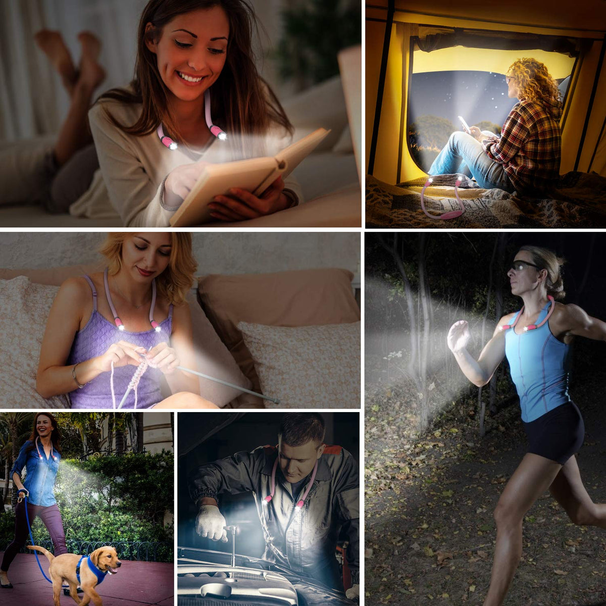 LUXJET Rechargeable Neck Book Light Night Lamp for Reading (Dark Blue)