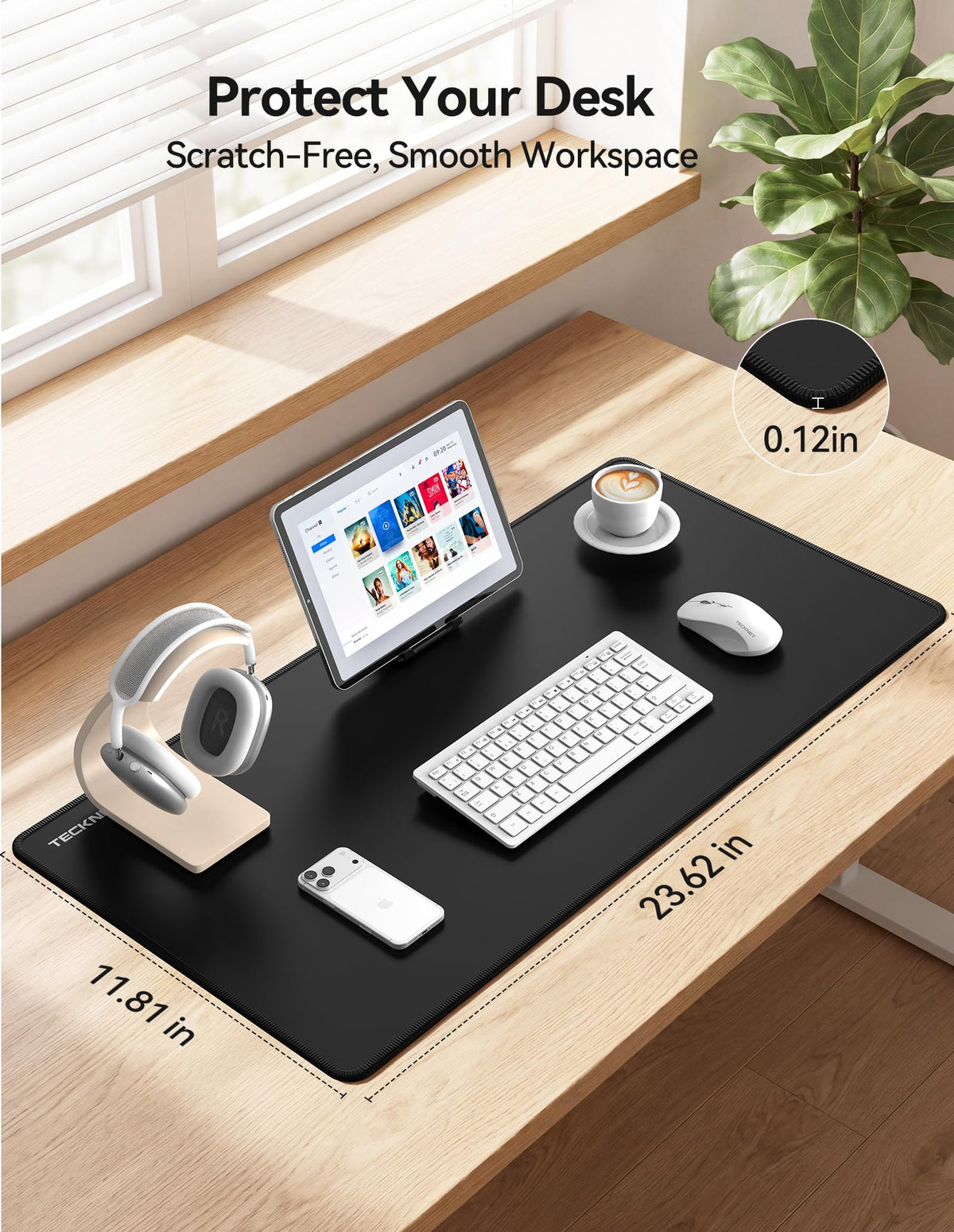 TECKNET Gaming Mouse Mat, 900x400x3mm Large Mouse Pad - Black