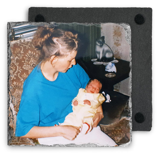 Personalised Slate Coasters Using Your Photos - 9cm, Square, Gloss, Rock Slate - Decorative Home Accessories, Drink Coasters, Novelty Placemats, Make Your Own Coasters (1 Coaster)