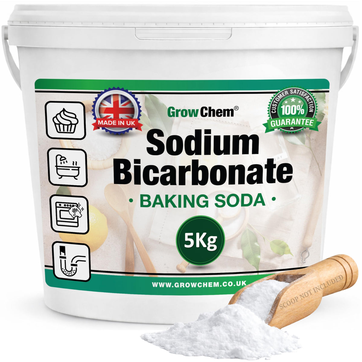 Baking Soda, Sodium Bicarbonate (1KG Bucket) UK MADE Pure Baking Soda for Cleaning, Cooking, Bath Bombs, Odours and Teeth Cleaning. Eco Friendly Bicarbonate of Soda.