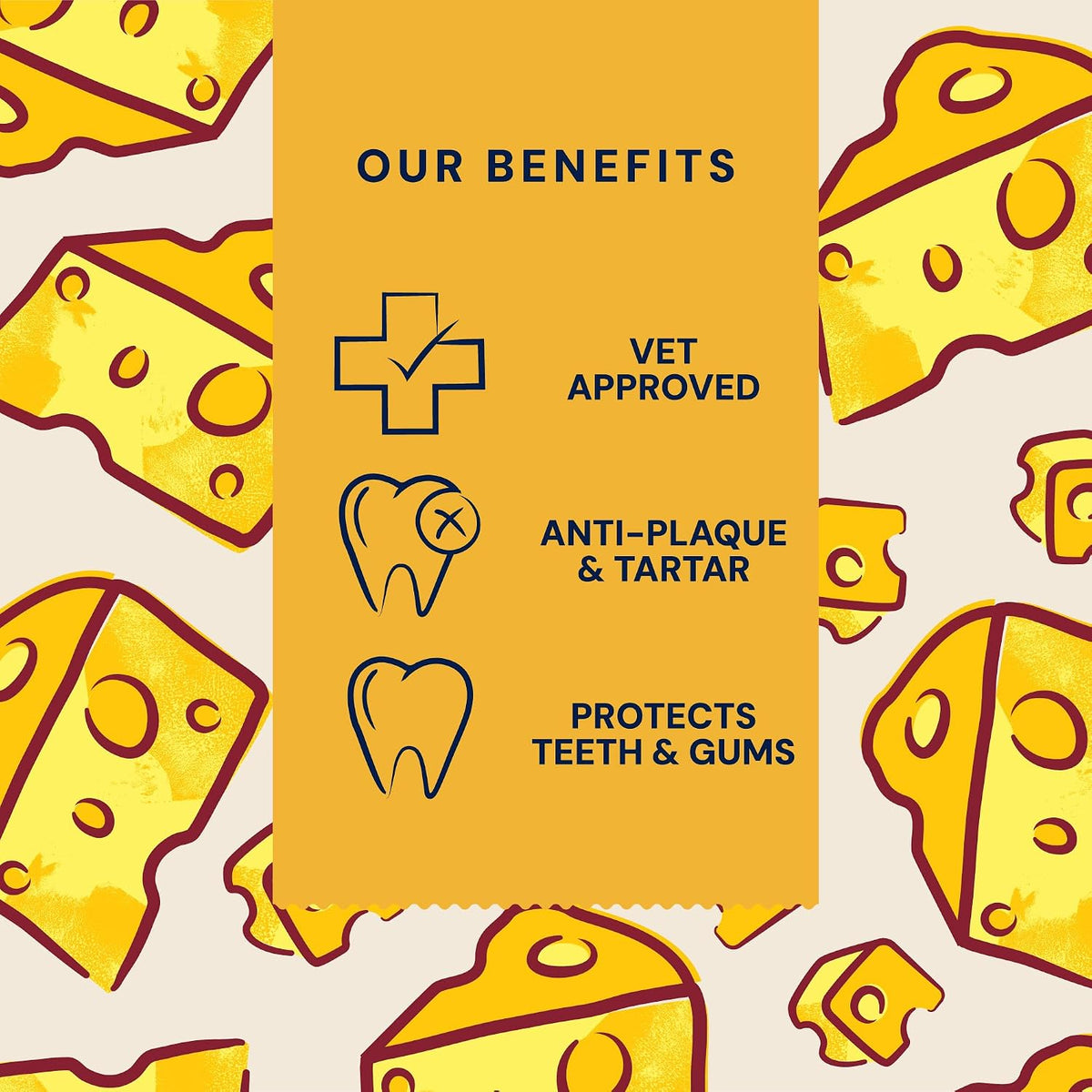 Pooch & Mutt - Cheddar Cheese Dog Dental Sticks (Regular Sticks), Dog Dental Chew, for Teeth and Gums Cleaning, 1 pack of 7 sticks (packaging may vary)