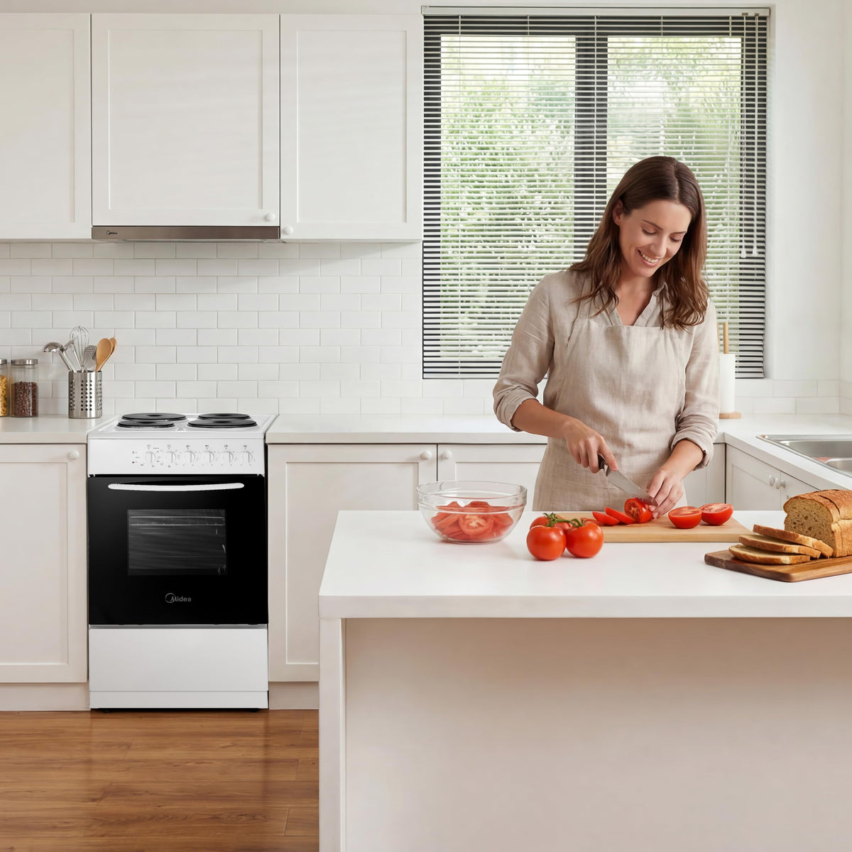 Midea 71L, 60cm Wide, Single Electric Built-in Fan Oven with Air Fry, 12 Oven Functions, Aqua Clean, LED Display, Convection, ECO, MultiLevel Cooking, Color Black - MBO65M90D2-BK
