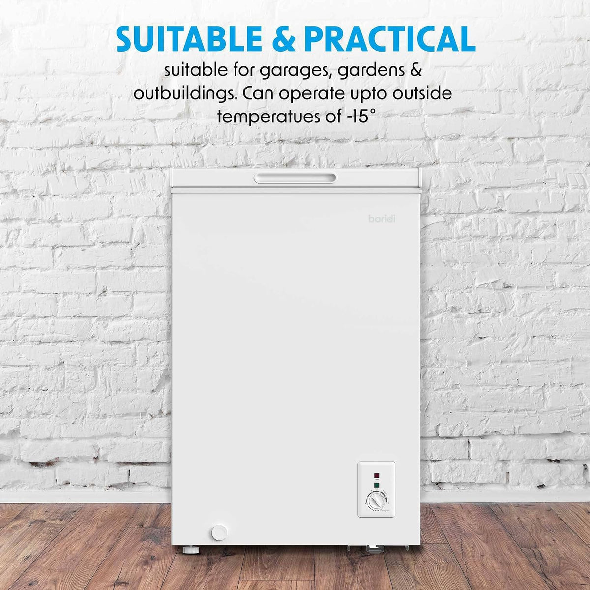 Baridi 299L Freestanding Chest Freezer with Adjustable Thermostat, Black - DH261