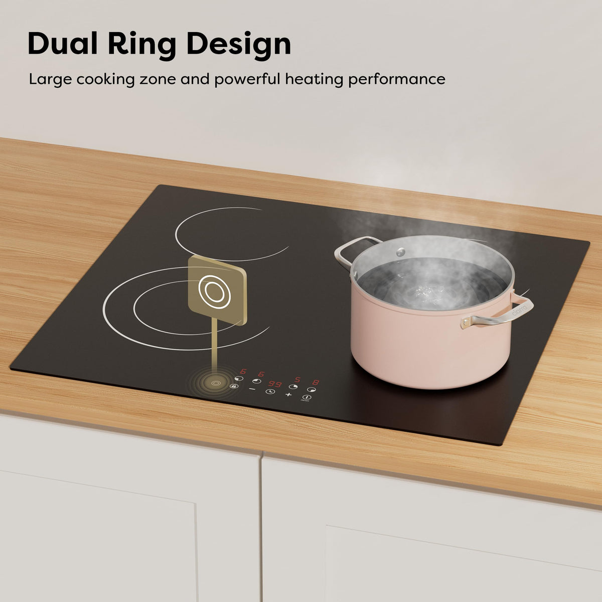 CDV 60cm Ceramic Hob 4 Zones 6400W Dual Ring Built-in Hardwired CDVER64B