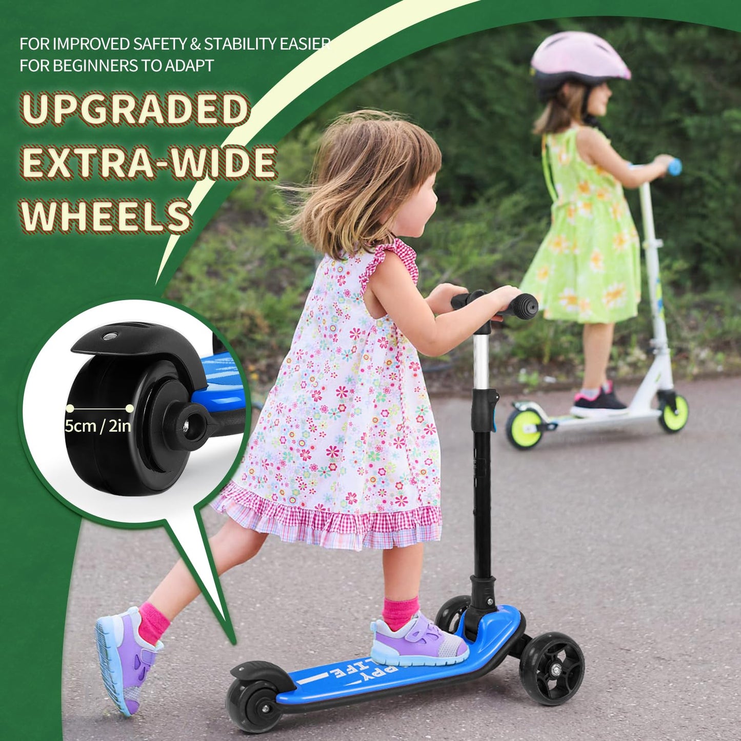 besrey 3-Wheel Toddler Scooter with Lean-to-Steer — Foldable, Anti-Slip Deck | Max 50 kg