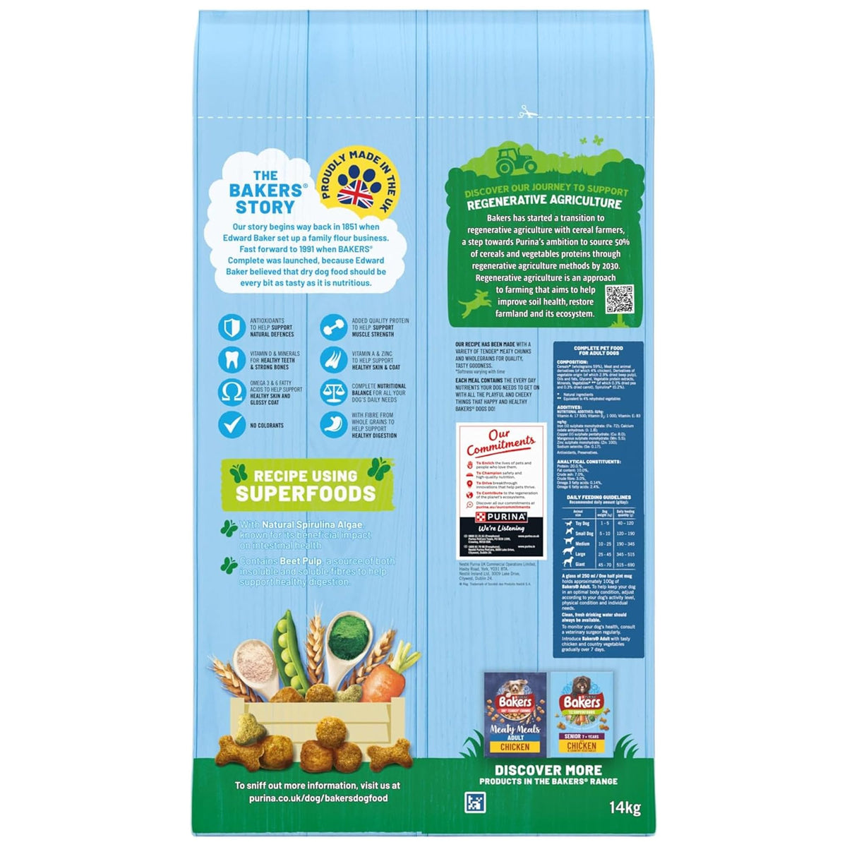 BAKERS Superfoods Adult Dry Dog Food Beef with Vegetables 14kg Pack