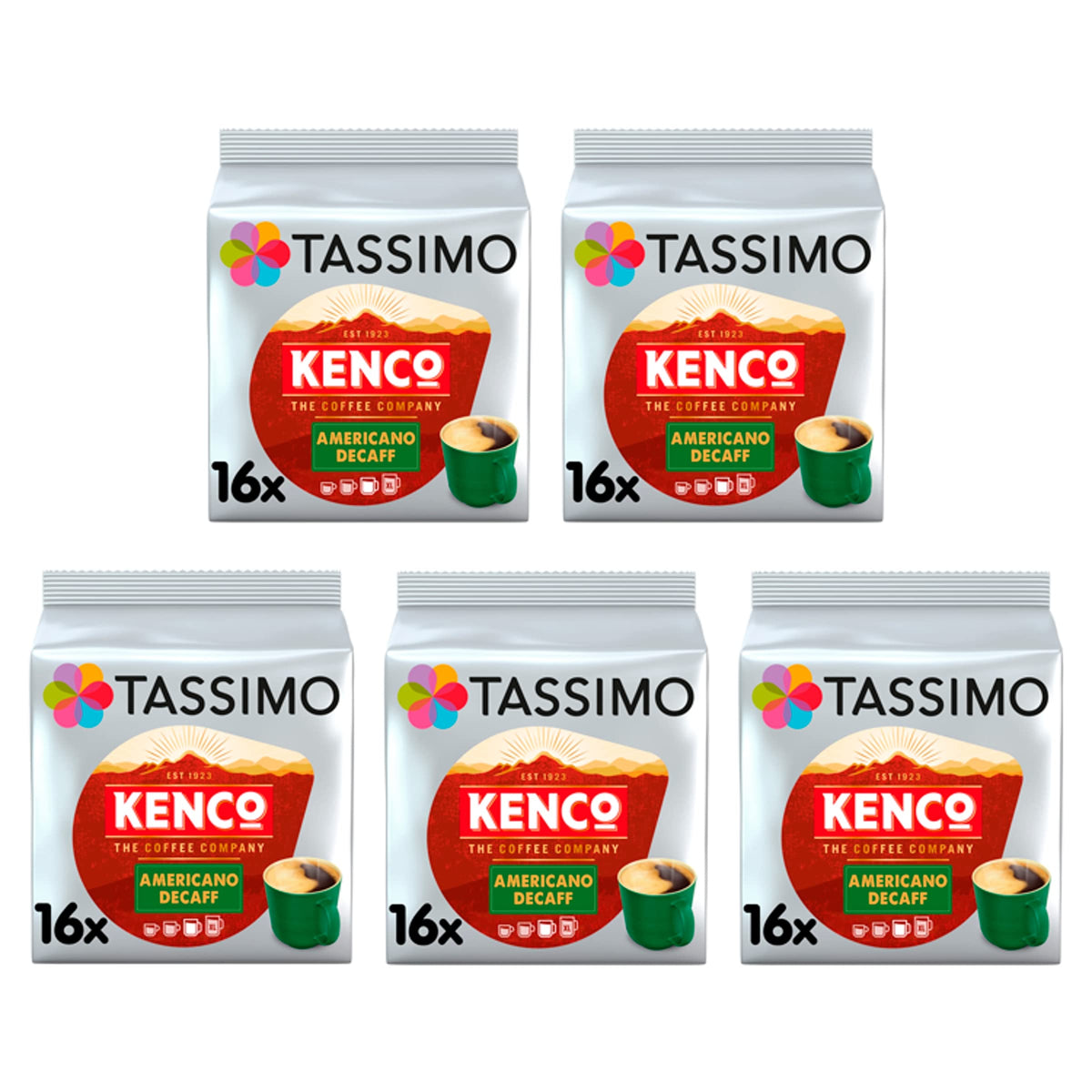 Tassimo Kenco Americano Grande XL Coffee Pods x16 (Pack of 5, Total 80 Drinks)