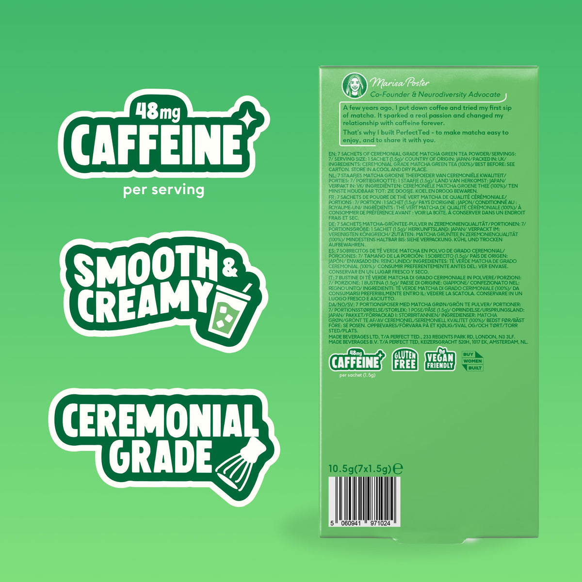 PerfectTed Matcha Powder | Organic Ceremonial Grade Japanese Matcha | 30g