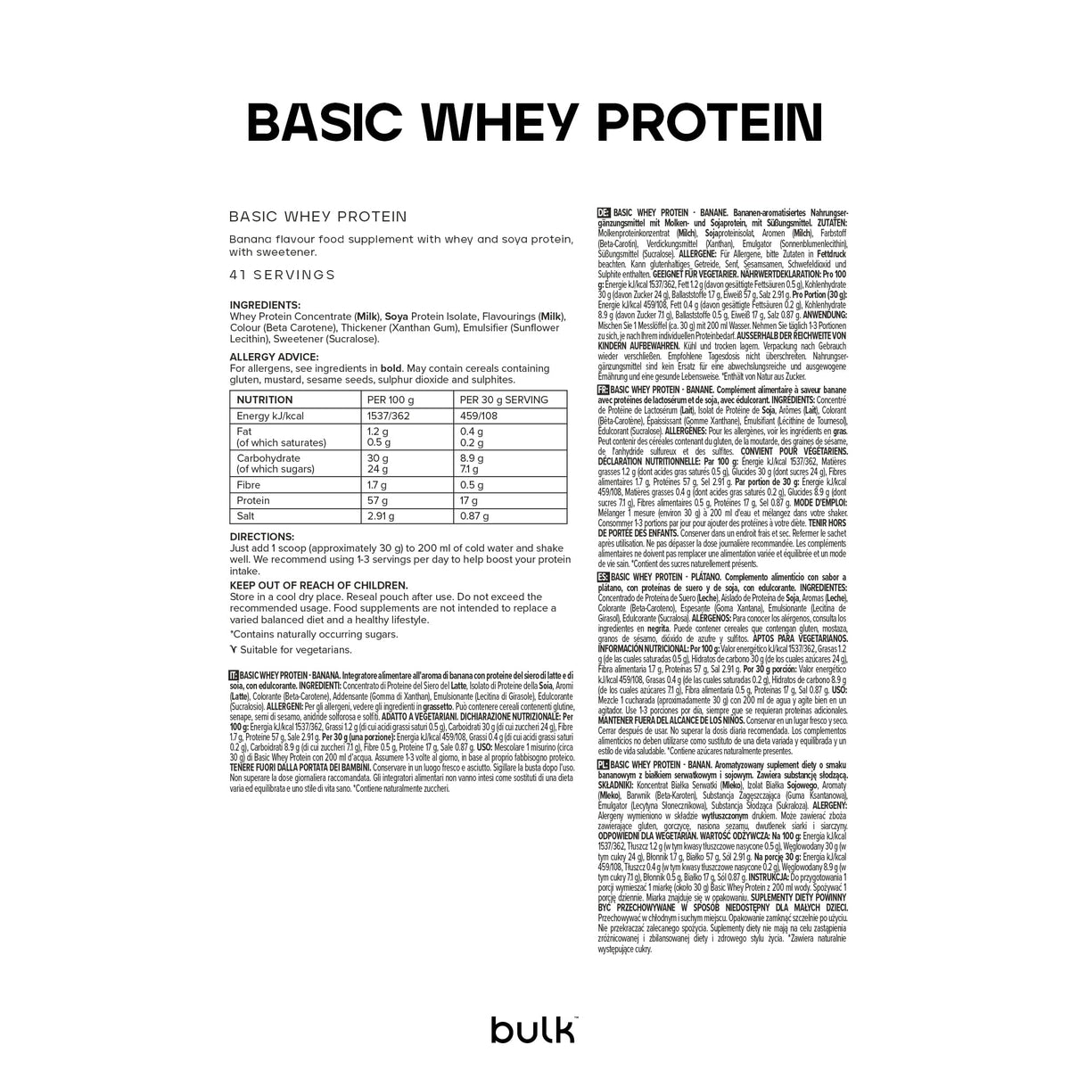 Bulk Basic Whey Protein Powder | Chocolate | 1.25 kg | 41 Servings | Up to 18g Protein per Serving | Low Sugar | Fast Absorbing Formula | Gym Supplement Supports Muscle Growth & Recovery