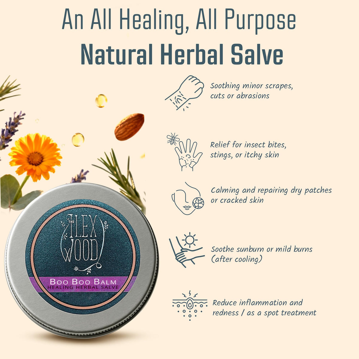 The Ilex Wood - Herbal Salve Gift Set - 100% Natural Handmade, Cruelty & Plastic Free. Skin irritation, scrapes, bites, stings soothes rashes, itching, dry skin, eczema, chapped hands. 3 x 100ml
