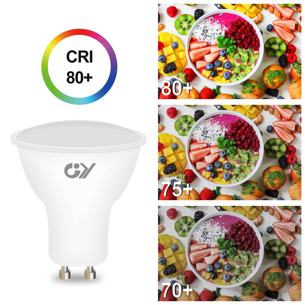 GY GU10 LED Bulbs Warm White 2700K,8W 800lm Energy Saving Light Bulbs,Equivalent to 80W 120° Wide Beam for Ceiling Non-dimmable,Pack of 12
