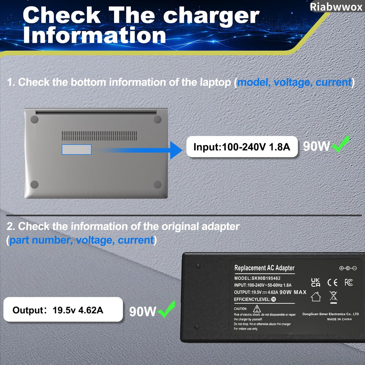 4.5 X 3mm 65W Laptop Charger Compatible with Dell Inspiron 15