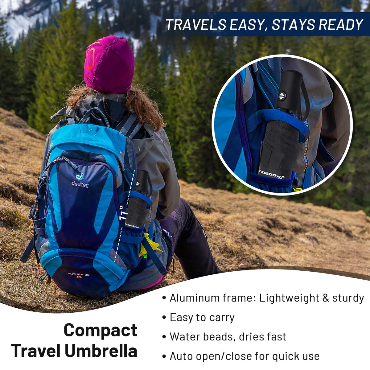 SY COMPACT Travel Umbrella Windproof Automatic Unbreakable UV Protection