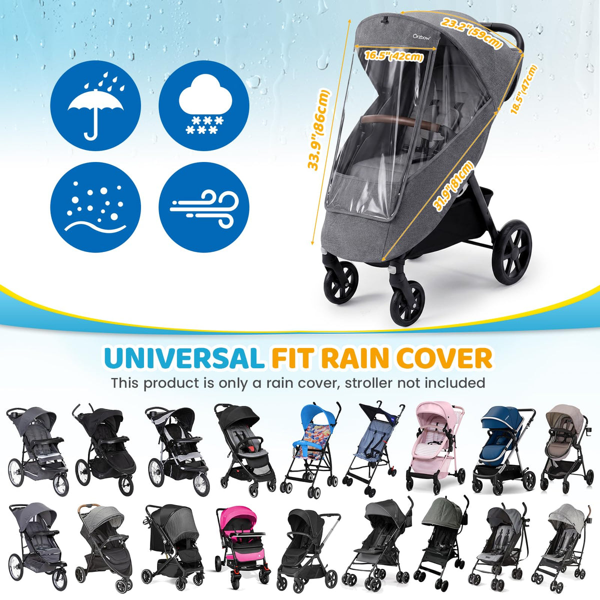 Orzbow Universal Rain Cover, Easy Access Door