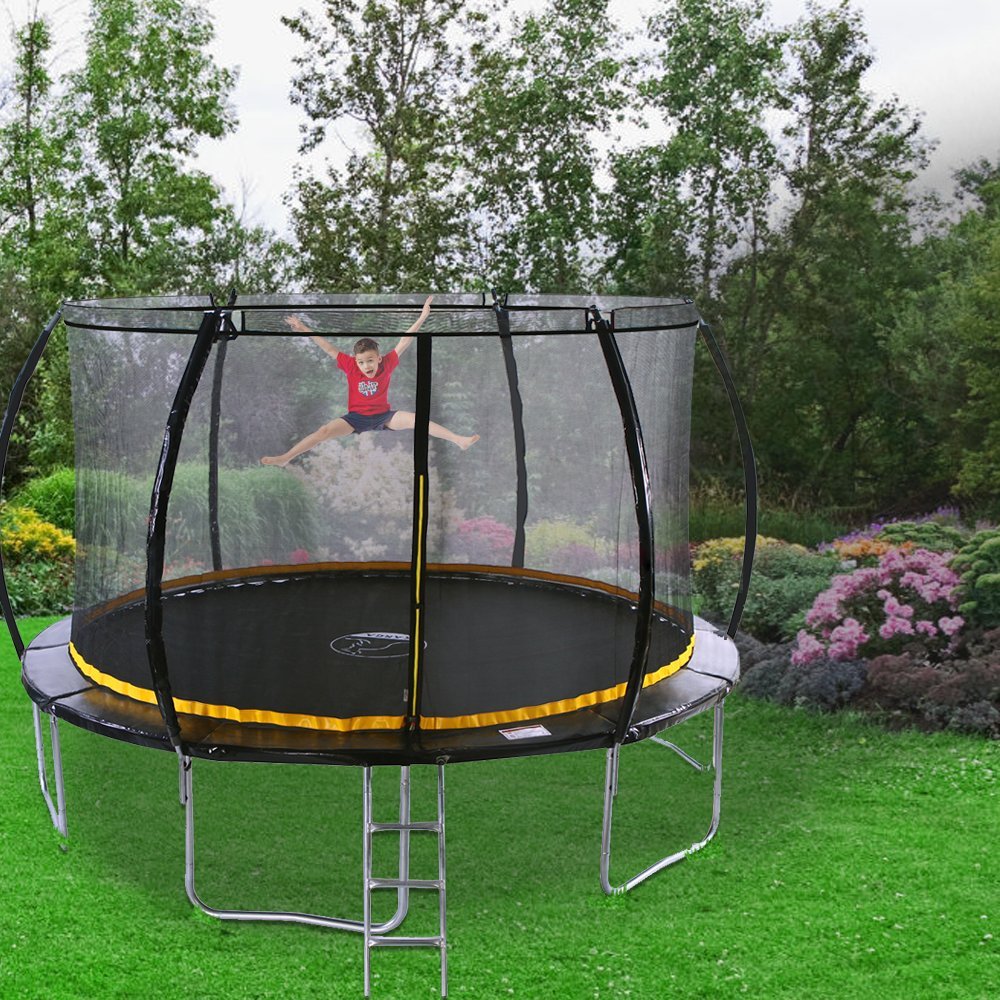 Kanga Trampoline Outdoor Round Inc Safety Enclosure Net, Ladder & Anchor Kit (Curved Shape)