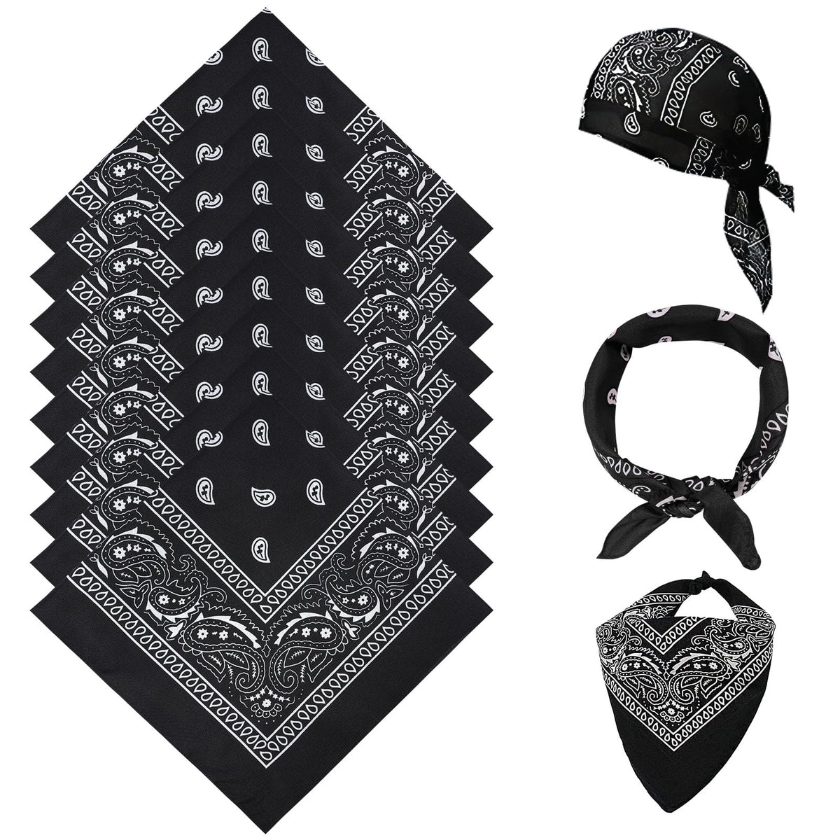 Aomig Bandana Head Scarf for Men and Women, Stylish Cowboy Headband Handkerchief, Multi-purpose Hair Scarf Paisley Print Unisex Headwraps, Bib Party Face Covering Headwear for Motorcycling