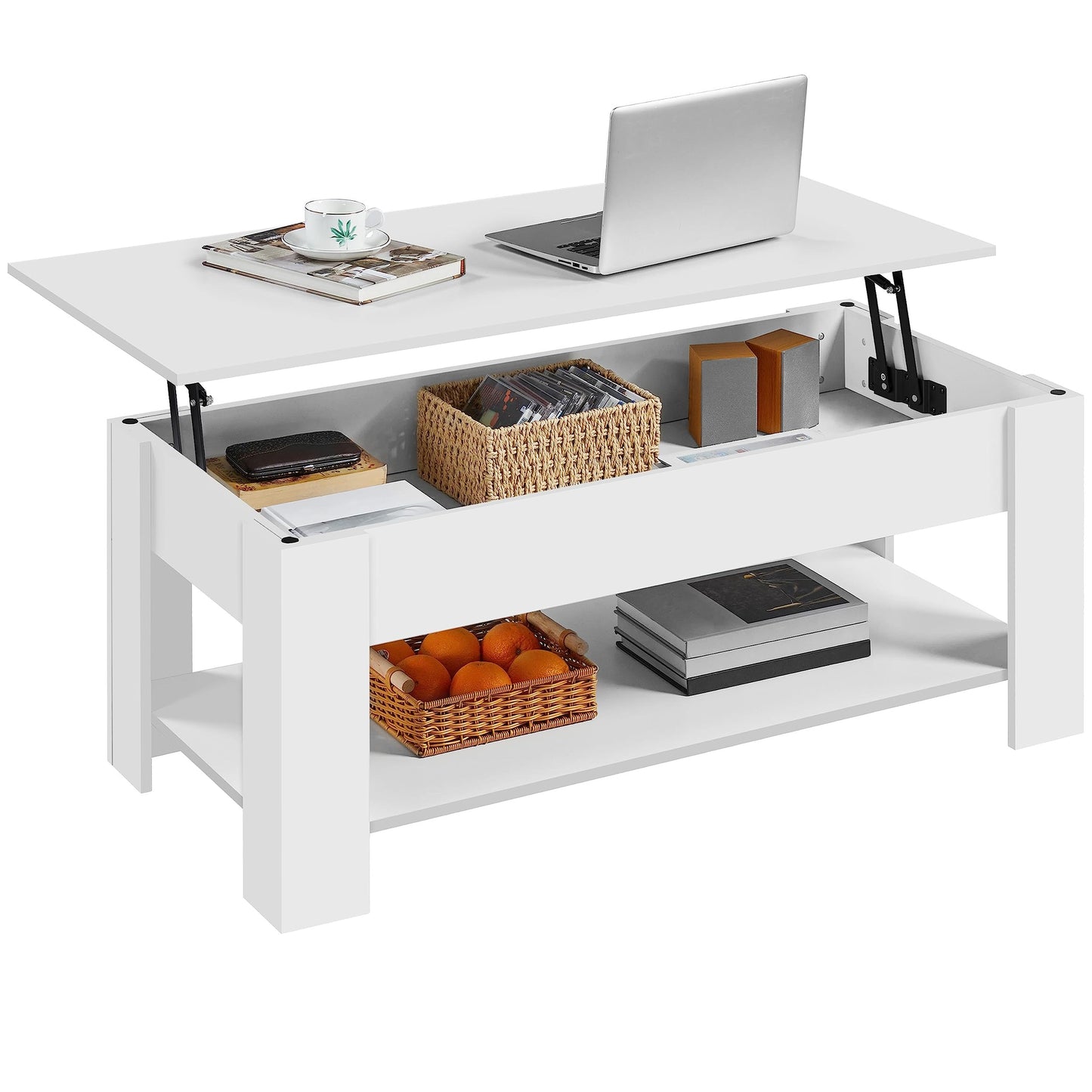 Yaheetech Lift Up Coffee Table, Wooden Lifting Coffee Table with Hidden Storage Drawer and Open Shelf, Space-saving Tea Tables for Living Room/Reception, Espresso