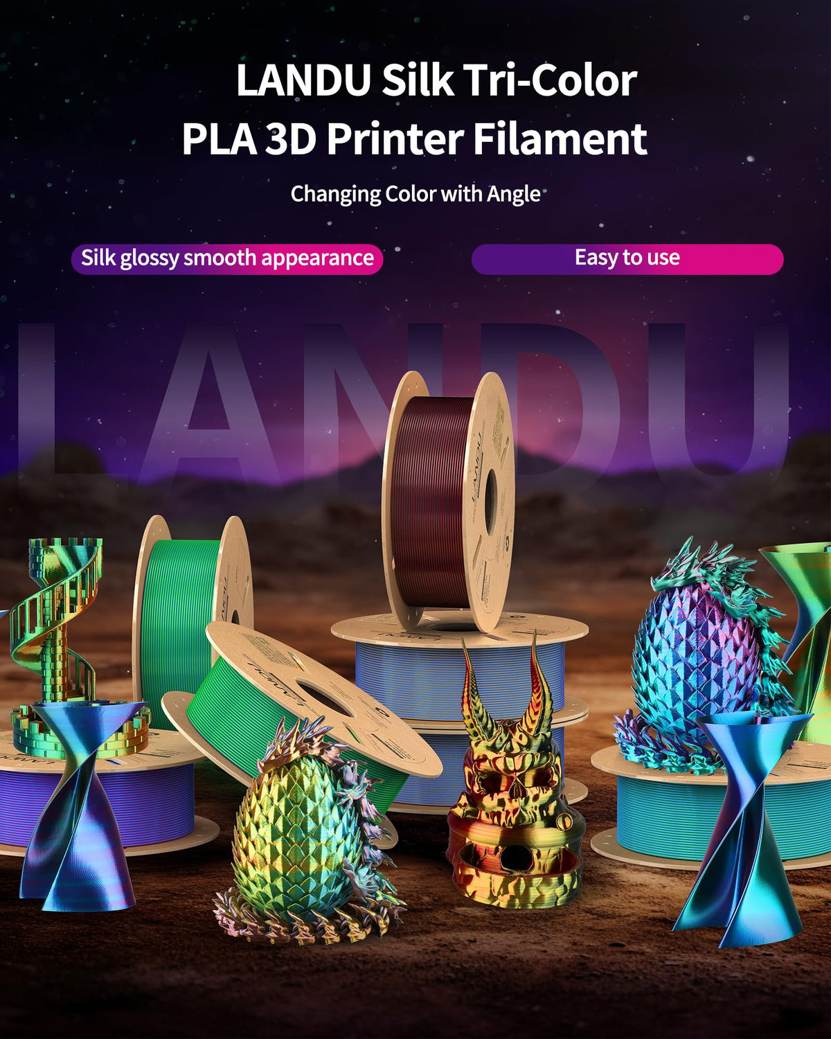 LANDU Filament Dryer 3D Printer Filament Dry Box,2 Spools Double Fast Heating Upgraded Filament Dehydrator Keeping Filaments Dry for 1.75mm/2.85mm One-Key Set for PLA PETG ABS TPU