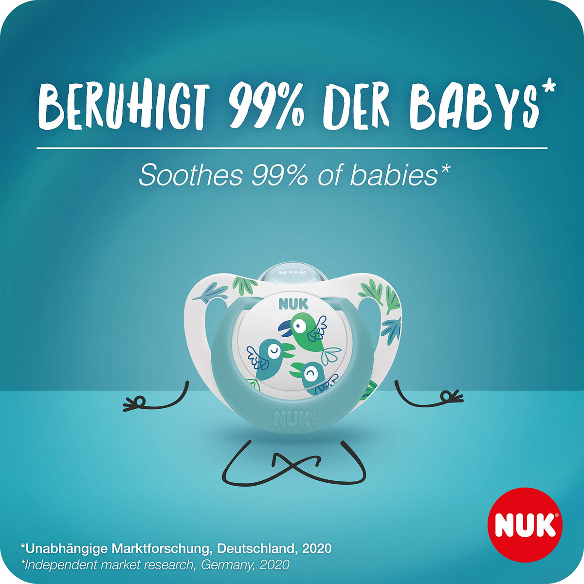 NUK First Choice Baby Dummies | 18-36 Months | Orthodontic Soothers | Soothes 99% of Babies** | Red | 4 Count